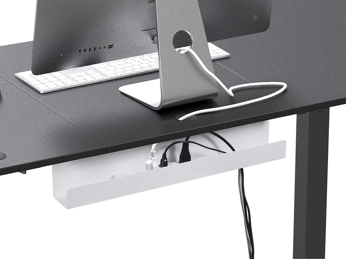 Monoprice Under Desk Cable Tray   Steel With Power Supply And Wire Management   Workstream Collection White