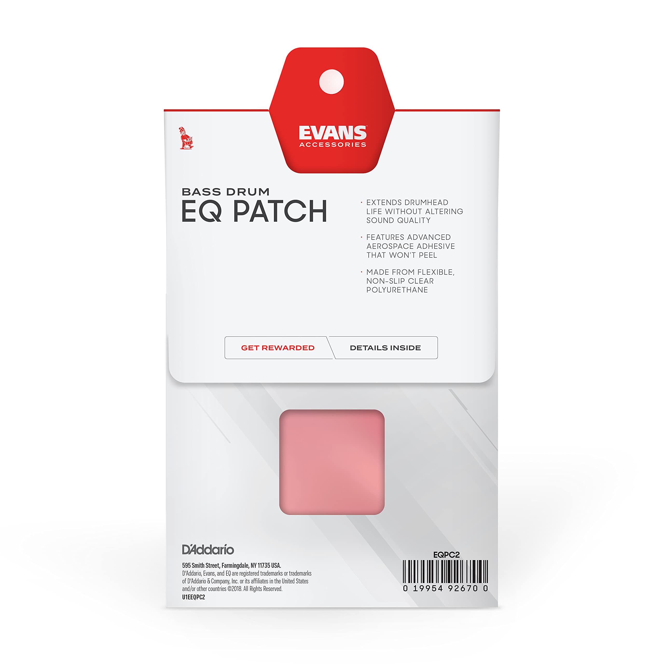 Evans Eq Double Pedal Patch, Clear Plastic
