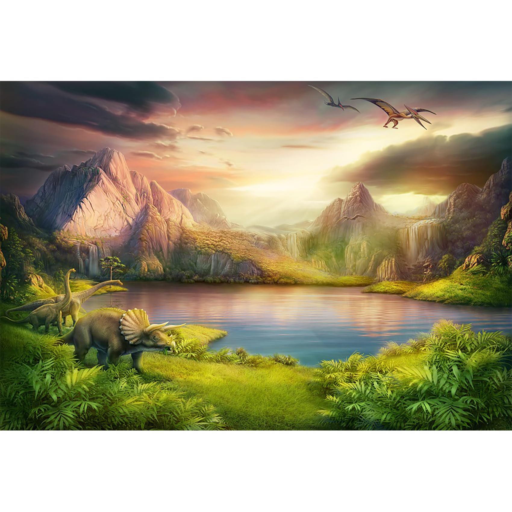 Baocicco 5X3Ft Dinosaurs Theme Backdrop Boy Birthday Party Backdrop Jurassic Mesozoic Cretaceous Epoch Forest Mountains Lake Pre