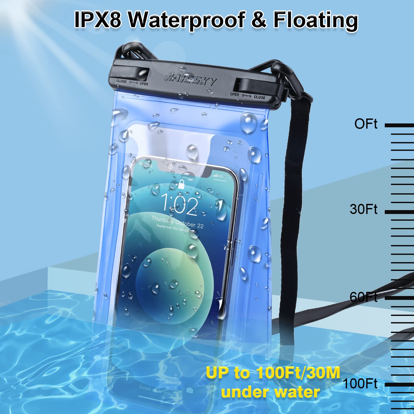 Large Capacity Waterproof Phone Pouch Floating, Waterproof Bag Case For Iphone 15 14 13 12 11 Pro Max X Xr 8 Plus Samsung Up To