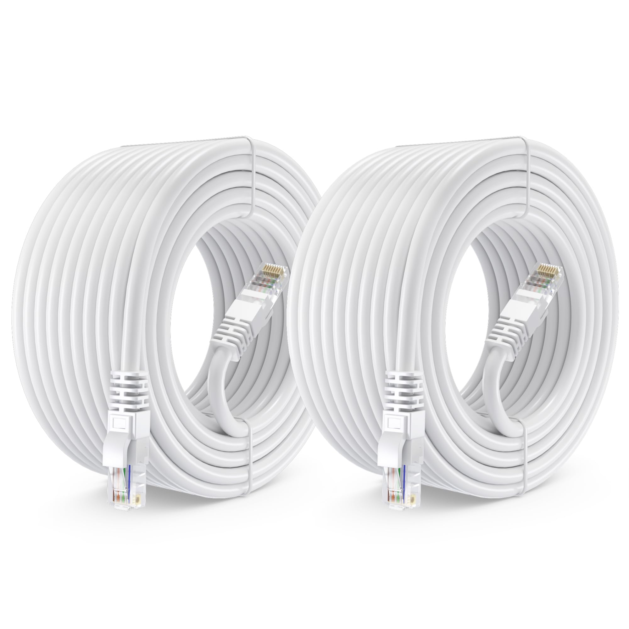 Maximm Cat 6 Ethernet Cable 50 Ft (2 Pack)   High Speed Lan Cable, Internet Cable, Patch Cable, And Network Cable   Utp, 10Gbps, 550Mhz Cat6 Cable   White