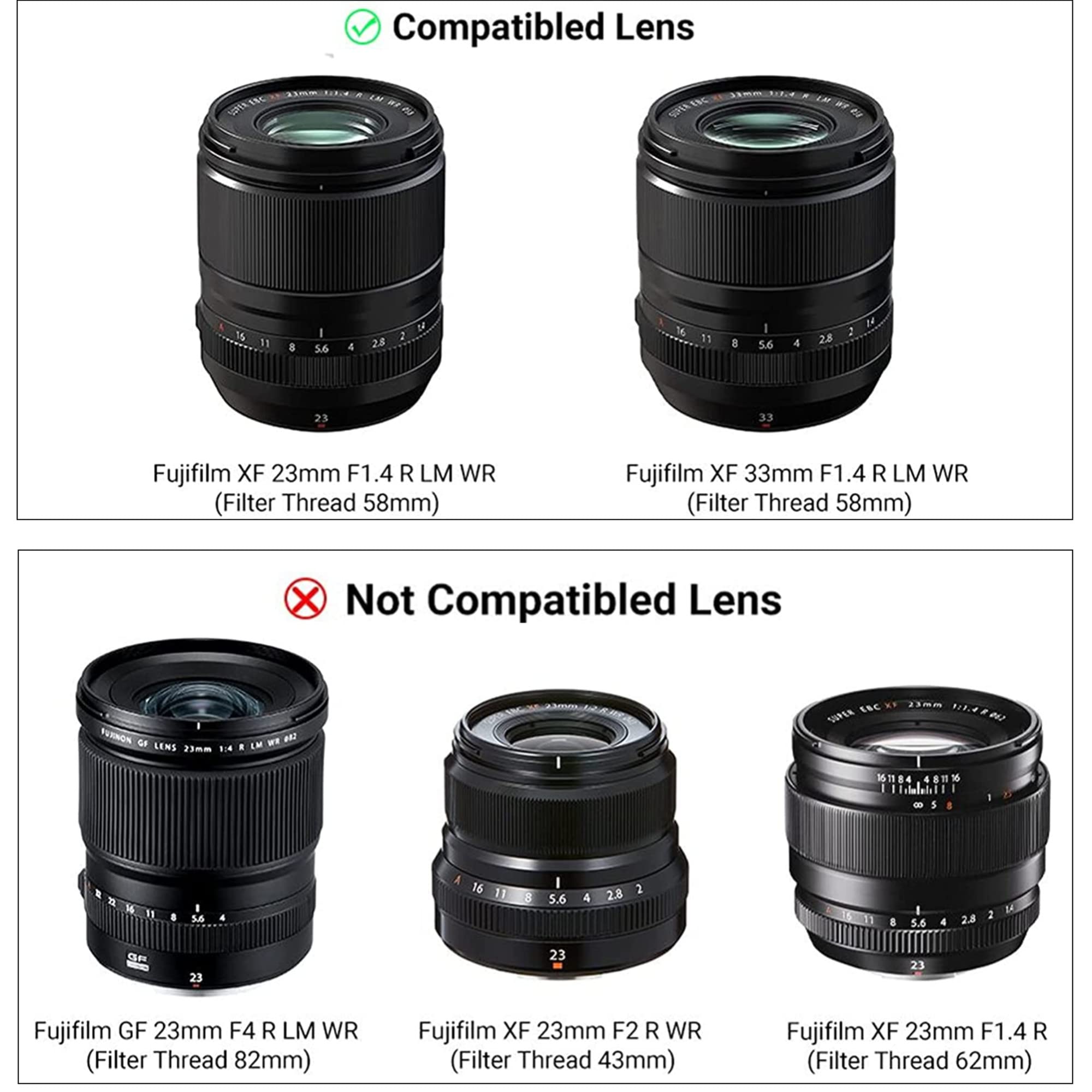 Jjc Metal Square Lens Hood For Fujifilm Fuji Fujinon Xf 23Mm F1.4 R Lm Wr & Xf 33Mm F1.4 R Lm Wr Lens Replaces Fuji Lh Xf23 Ii/L