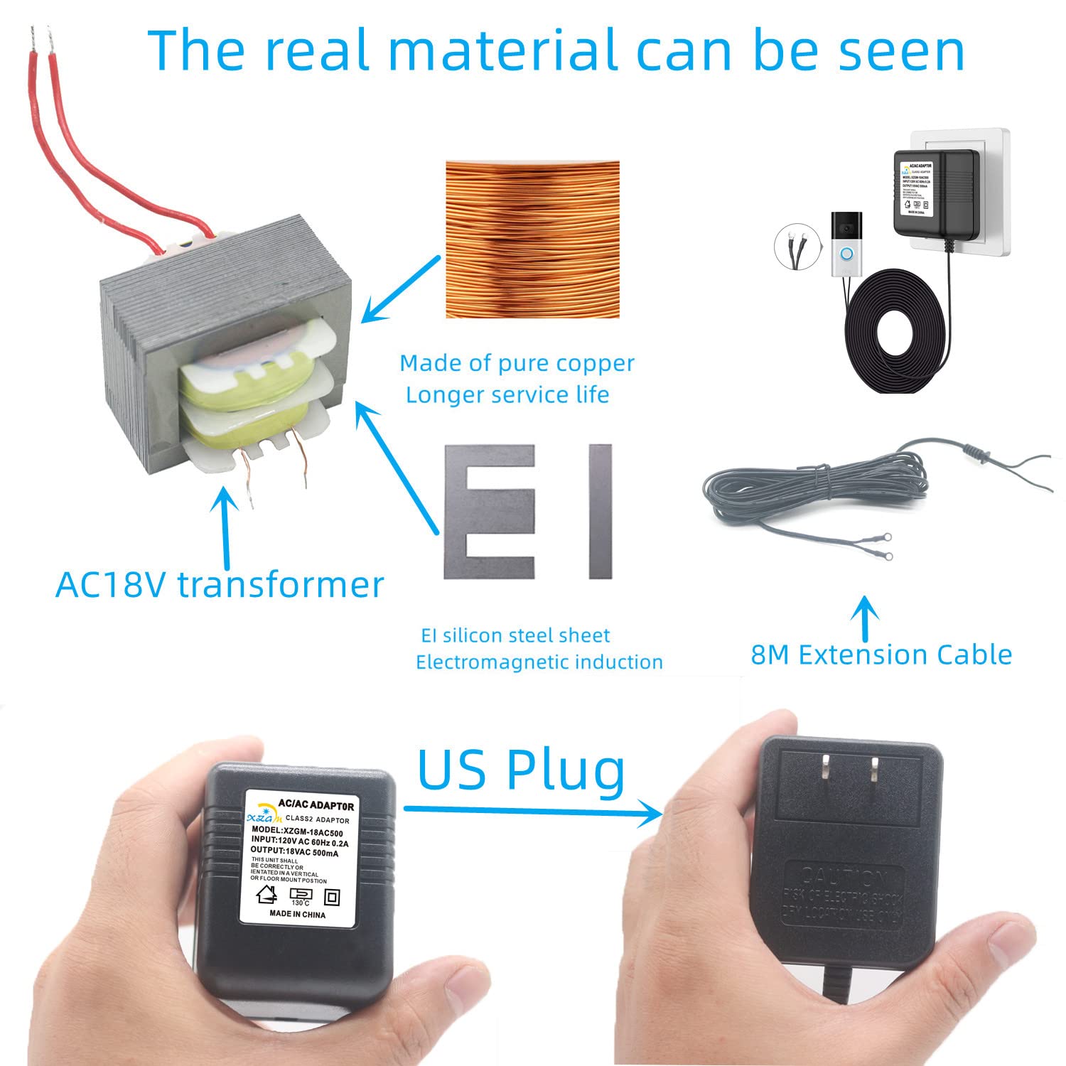 Doorbell Power Adapter 18V500Ma Video Doorbell Transformer For Ring, Nest, Arlo, Eufy, Wyze Wireless Video Doorbell (315 In Cabl
