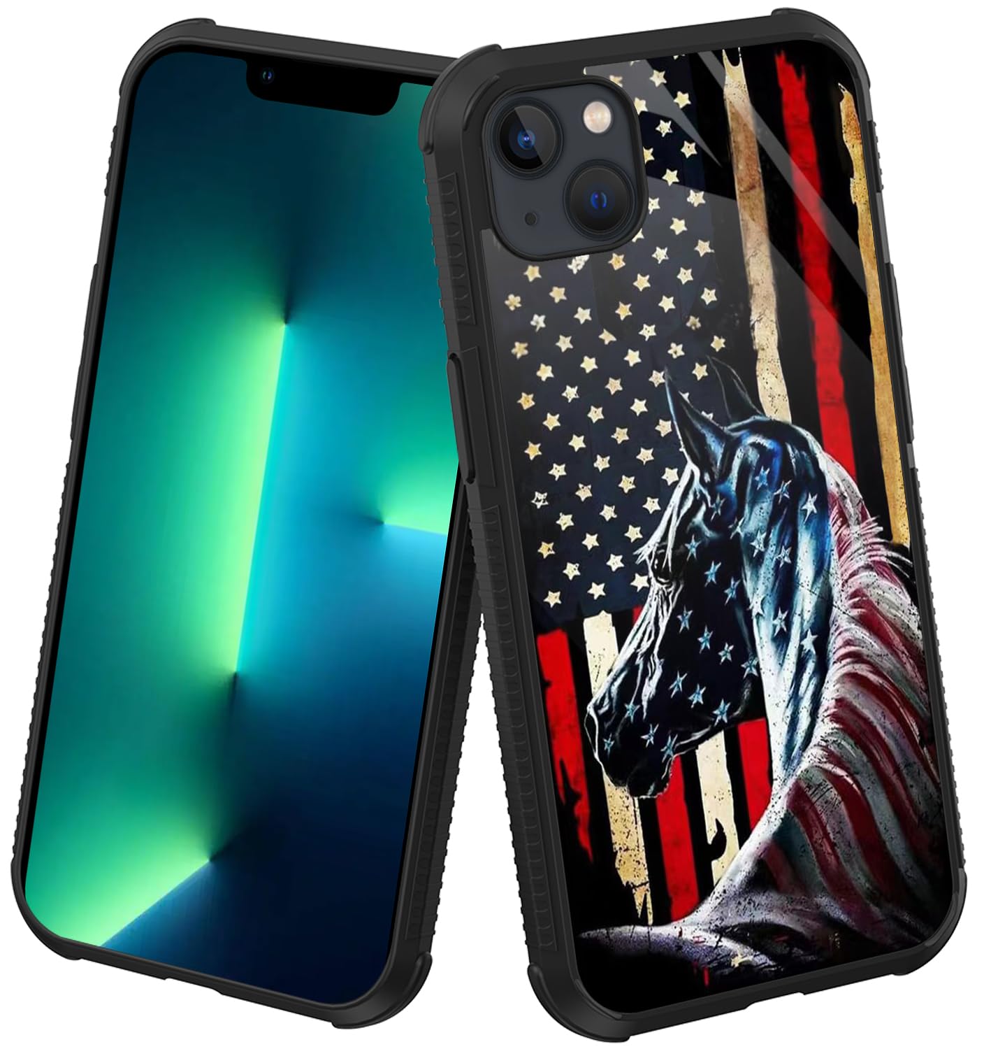 Zhuxuxitt Case For Iphone 14 Max/Plus Case,Flag Horse Case For Iphone 14 Max/Plus Design For Men Boys [Anti-Scratch] Non-Slip+Sh