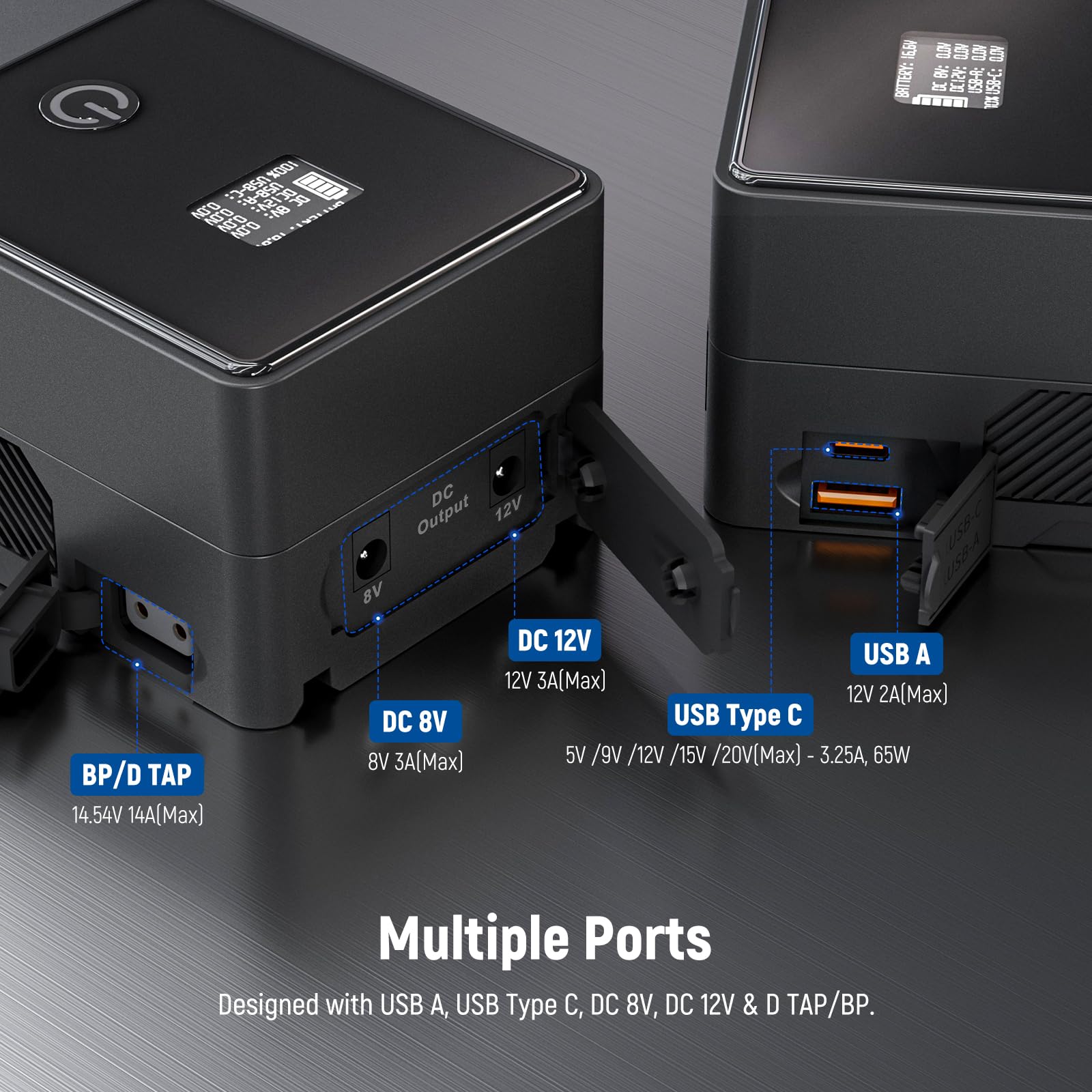 Neewer Mini V Mount Battery 6800Mah 99Wh 14.5V, Mini V Lock Battery With 65W Pd Type C/D Tap/Bp/Usb A/Dual Dc Port/Oled Display