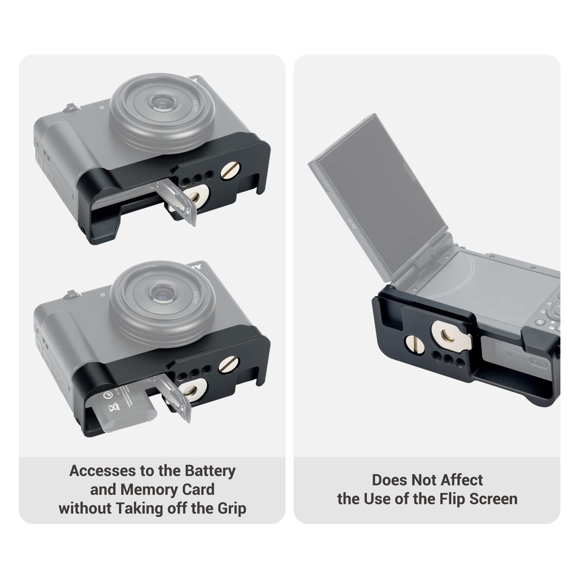 Zv-1F Zv1F Camera Metal Grip Extension Bracket With Mic Cold Shoe Mount For Sony Zv-1F Zv-1Ii (Not For Zv-1),Must-Have Accessory