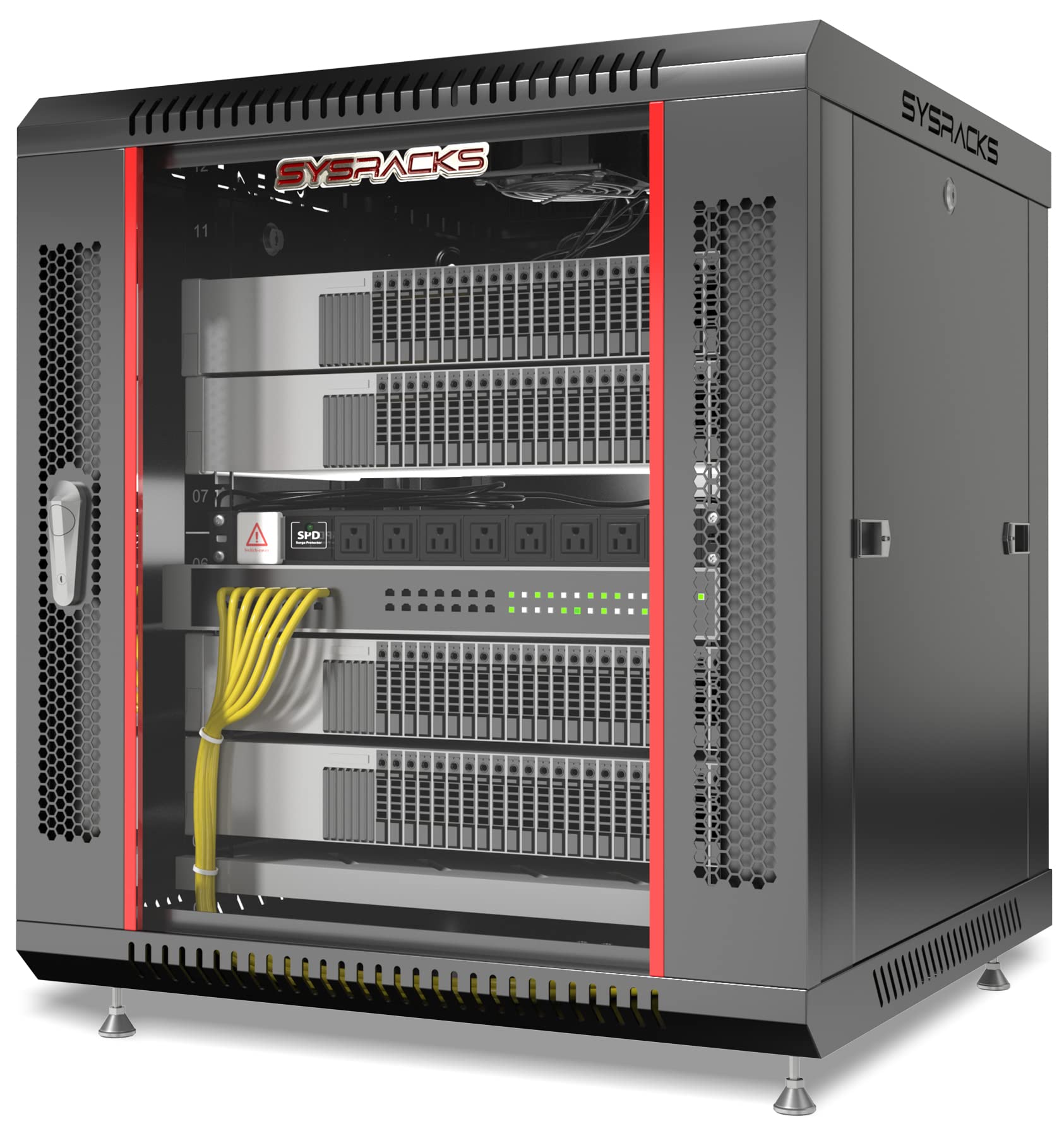 Network Data Cabinet   12U Rack Mount   Wall Mount It Rack   Locking   Server Rack   24 Inch Deep Data Rack   Server Rack Cabinet With Powerbar/Fan/Shelf/Feet/For Servers   A/V � Equipment