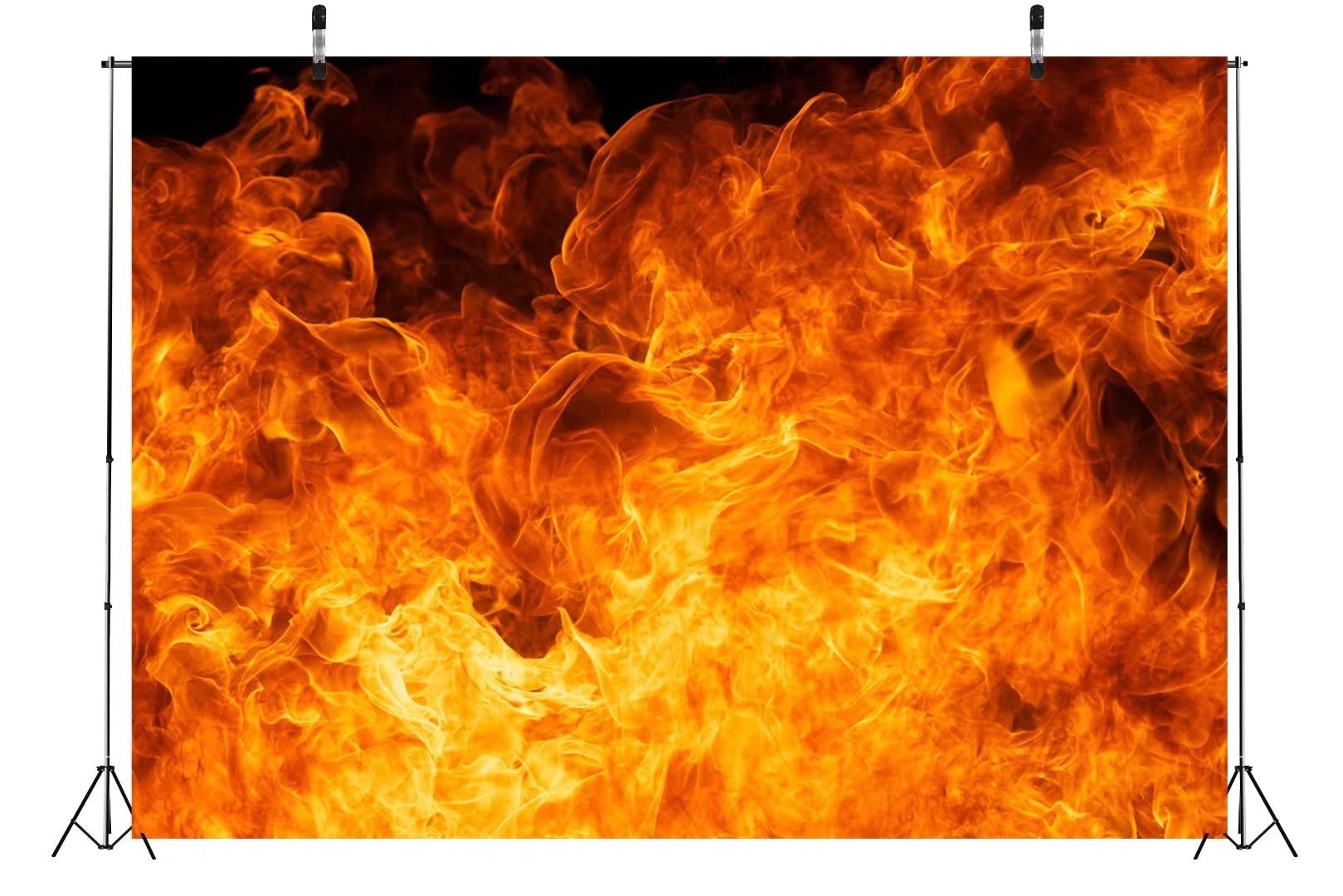 Beleco 5X3Ft Fabric Fire Flames Backdrop Raging Dancing Fire Flame Photo Backdrop Wallpaper Fire Fighter Themed Birthday Party B