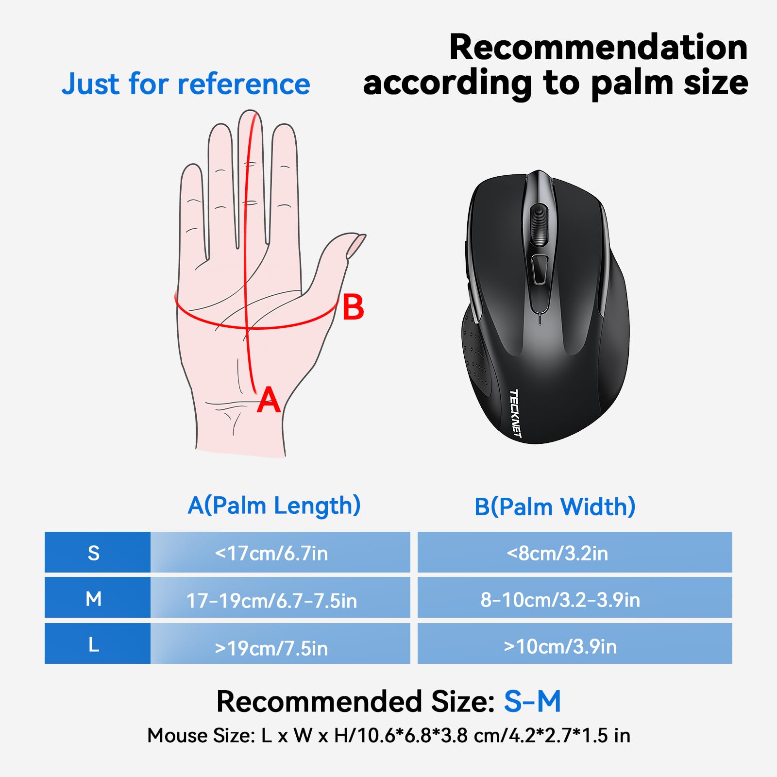 Tecknet Rechargeable Wireless Mouse, 2.4G Silent Mouse, Quiet Click, 6 Adjustable 4800 Dpi, Cordless Computer Mouse, Ergonomic Mouse For Laptop, 6 Buttons Usb Mouse For Chromebook, Ergo Grip   Black