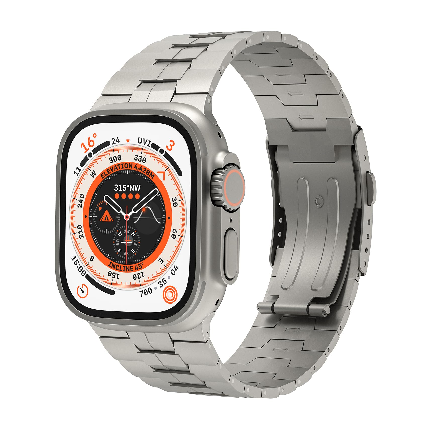 Lululook Titanium Band For Apple Watch Ultra 2/1, Grade 2 Titanium Metal Replacement Watch Band 49Mm With Folding Clasp For Iwatch Ultra 1/2 Men Titanium Color