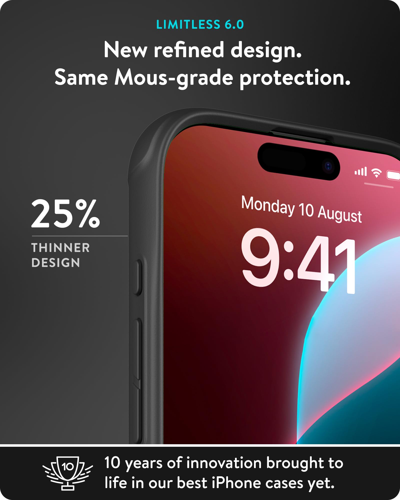 Mous For Iphone 16 Pro Max Case Magsafe Compatible   Limitless 6.0   Speckled Black Fabric   Protective Shockproof Phone Cover