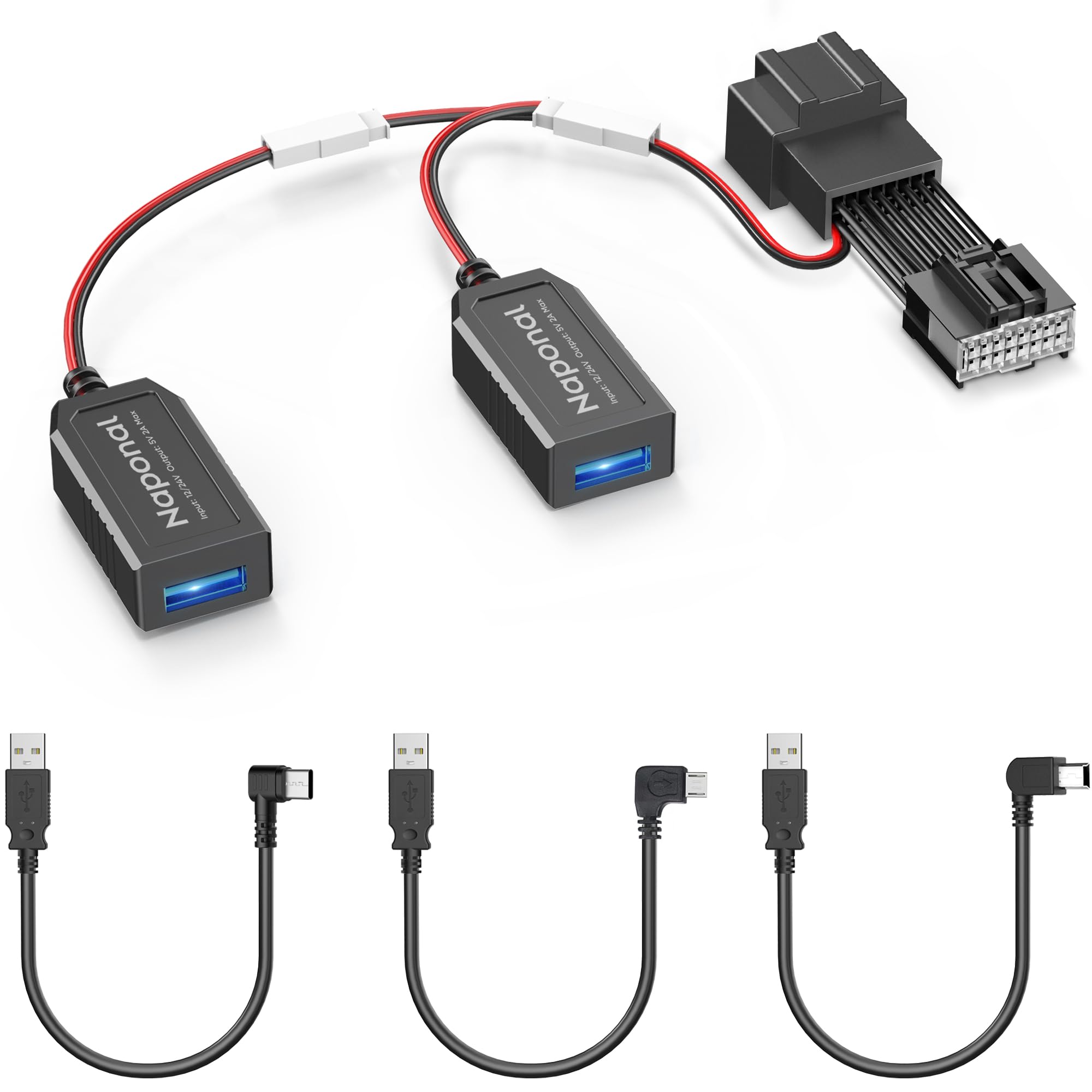 Naponal Gps Dashcam Power Adapter, (16Pin Type A Connector) Mirror Camera Radar Charger Station Gps Dash Cam Charger Cable For S