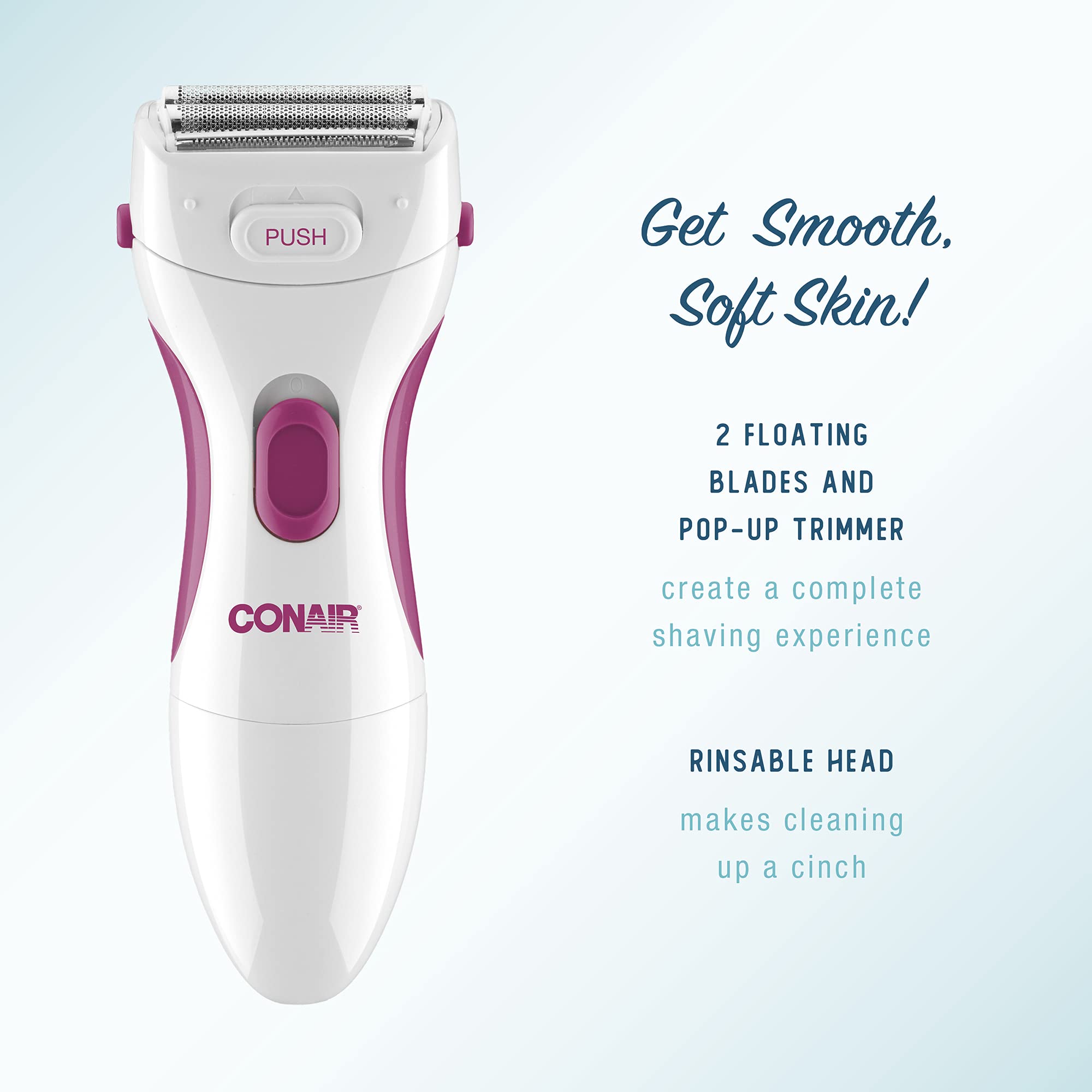 Conair Body And Facial Hair Removal For Women, Cordless Electric Dual Foil Shaver & Trimmer, Perfect For Face, Ear/Nose, Eyebrow