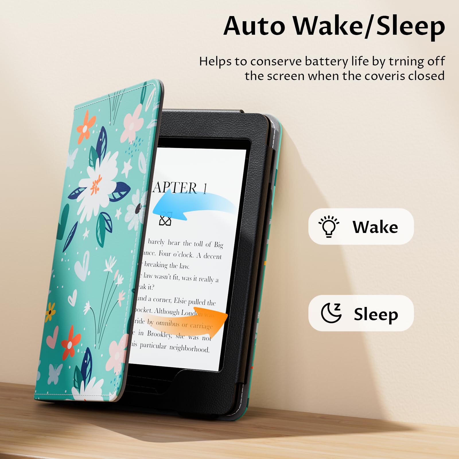 Vori Stand Case For 6'' All New Kindle 11Th Generation 2022 Release, Premium Pu Leather Protective Sleeve Cover With Hand Strap,