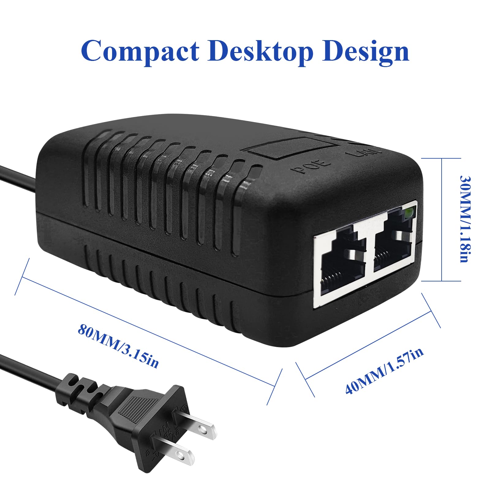 Steamemo 52V Gigabit Poe Injector Adapter, 15W 10/100/1000Mbps Ieee 802.3Af Compliant, Plug & Play, Gigabit Poe Adapter For Ip C