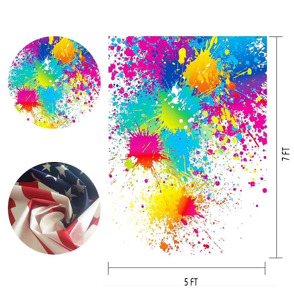 Mtmety 5X7Ft Colorful Splatter Background Abstract Background Paint Splash Backdrop Video Studio Photograph Photo Booth Props Ba