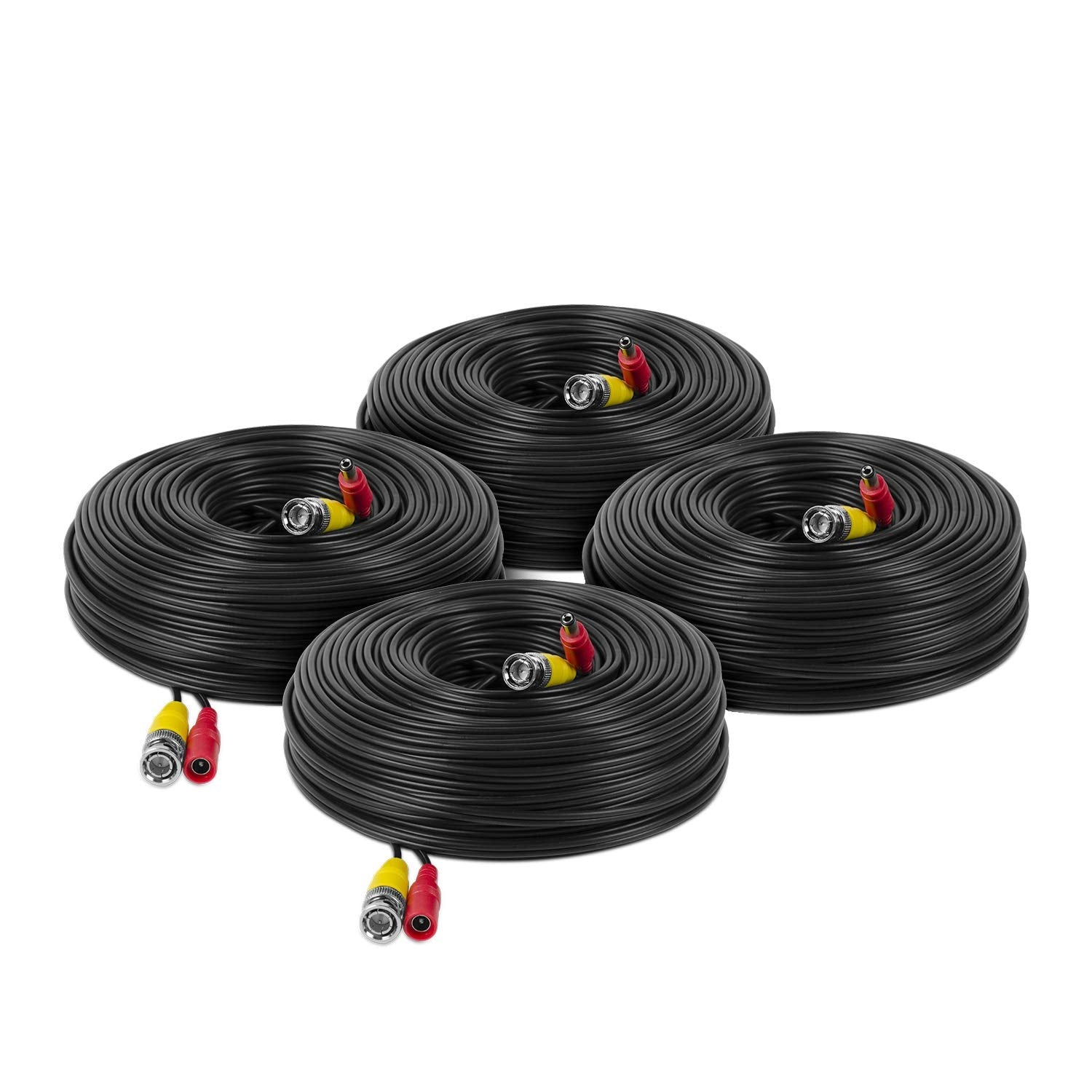 Amcrest 4-Pack 4K Security Camera Cable - 100FT BNC, Pre-Made All-in-One Video and Power Cable for HDCVI, HDTVI, Analog, DVR (4P