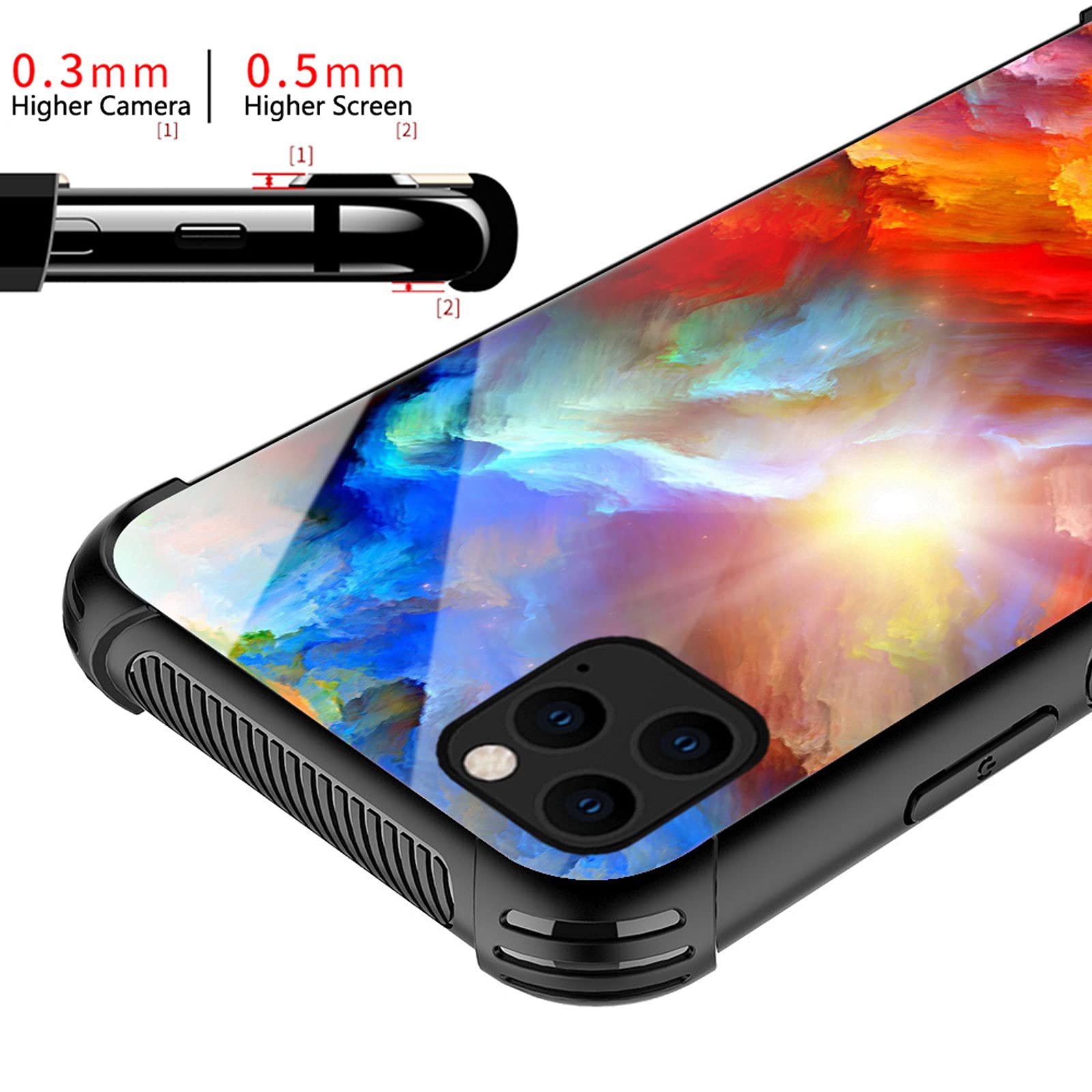 CARLOCA iPhone 13 Pro Case Shockproof Anti-Scratch Hard Acrylic Colorful Unreal Clouds Cool Graphic Design