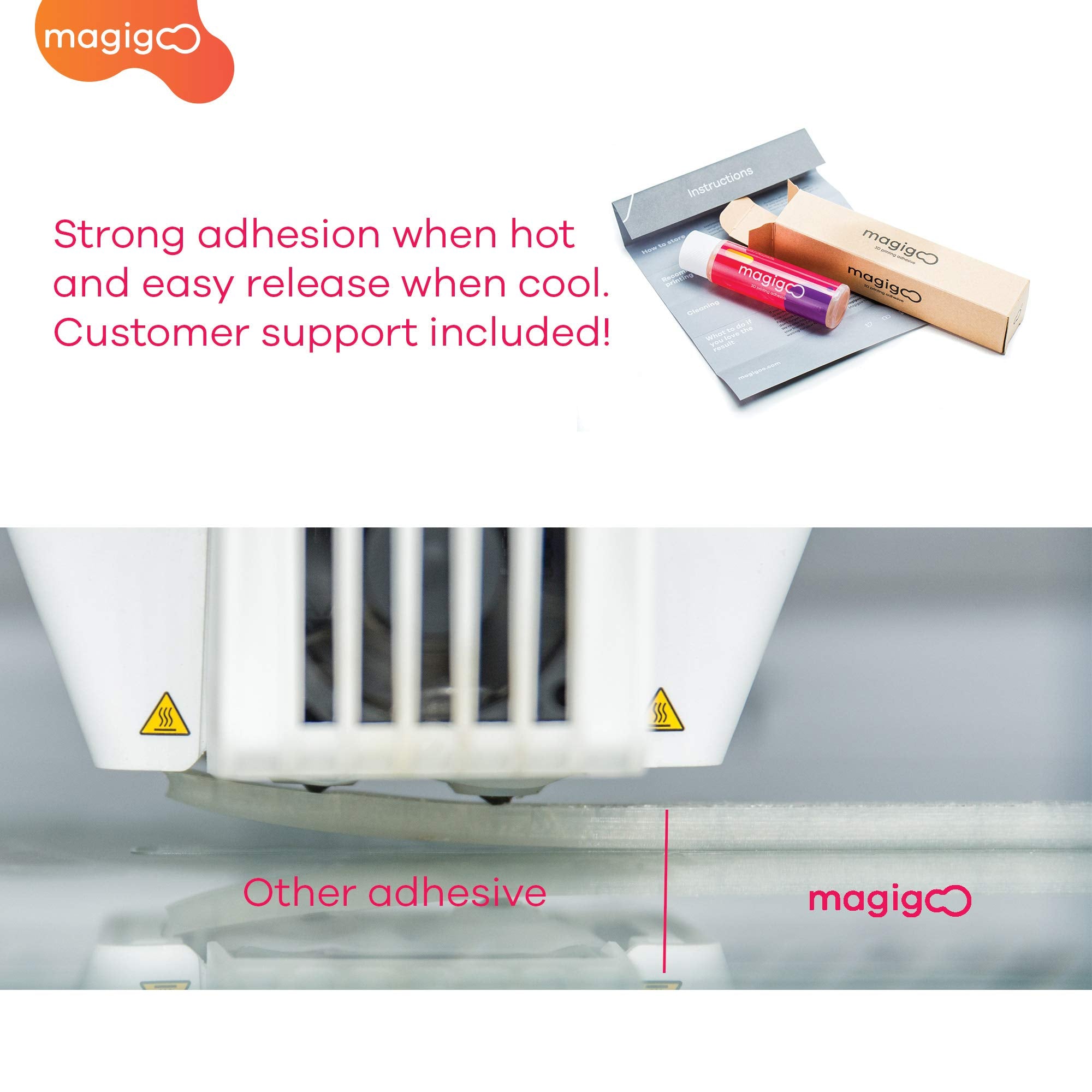 Magigoo Mo2016 All In One 3D Printer Adhesive Glue, Reduces Warping For Abs, Pla, Petg, Hips And Tpu Filament On Glass, Flex Pla
