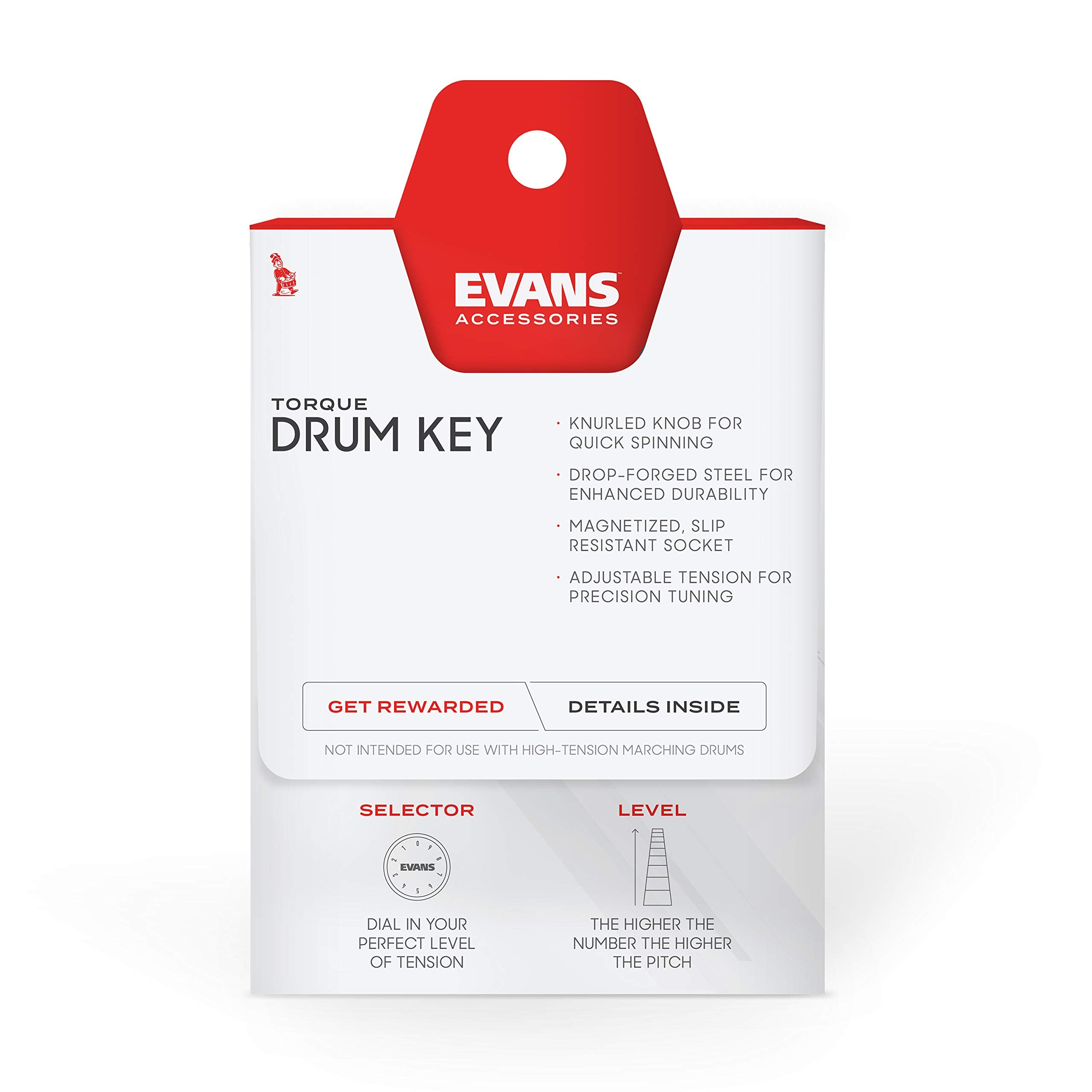 Evans Torque Key   Drum Key Tuner   Magnetic Drum Tuner   Drum Tuning Key With Tension Setting   Ergonomic Drum Torque Key