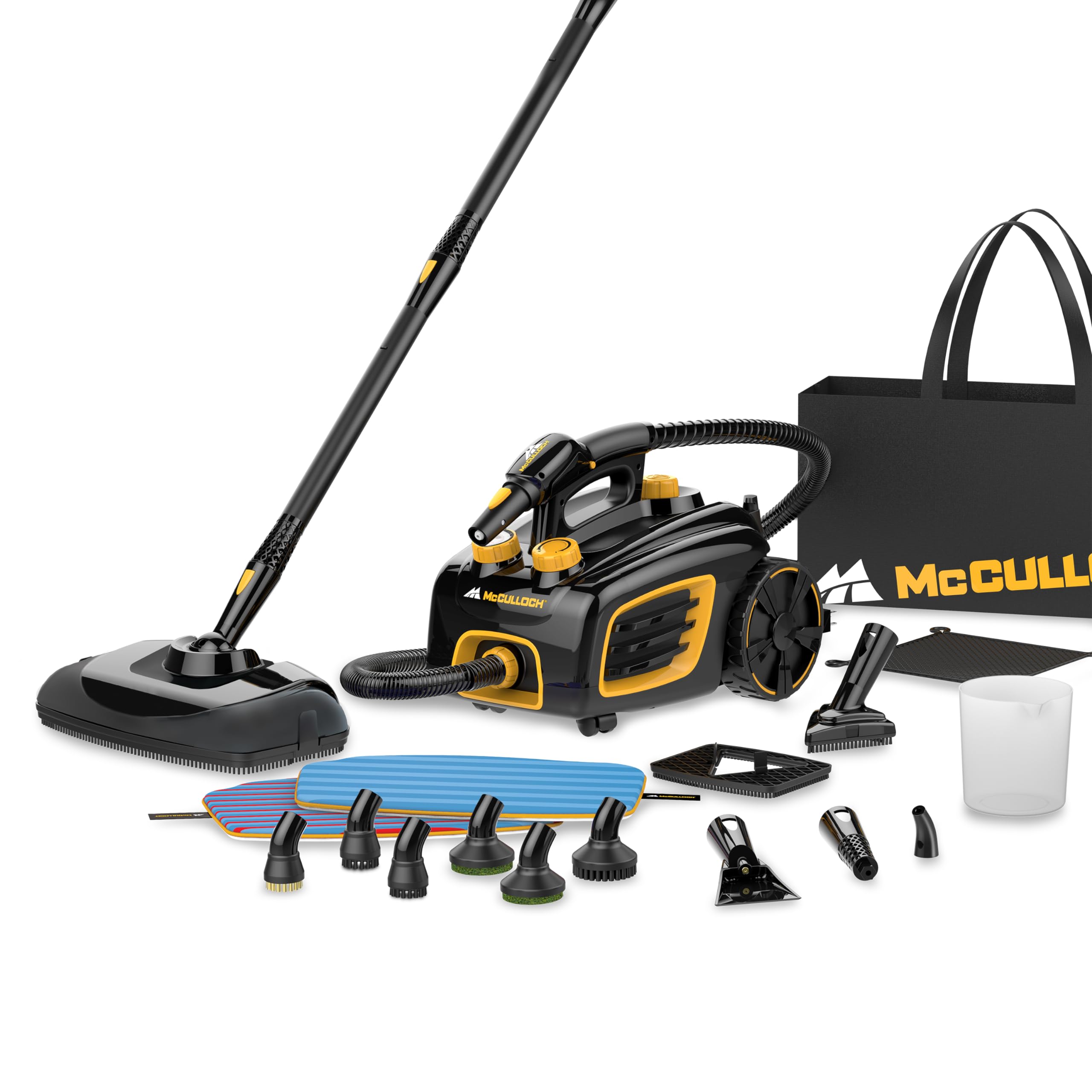 Mcculloch Mc1375 Canister Steam Cleaner With 20 Accessories, Extra Long Power Cord, Chemical Free Cleaning For Most Floors, Coun
