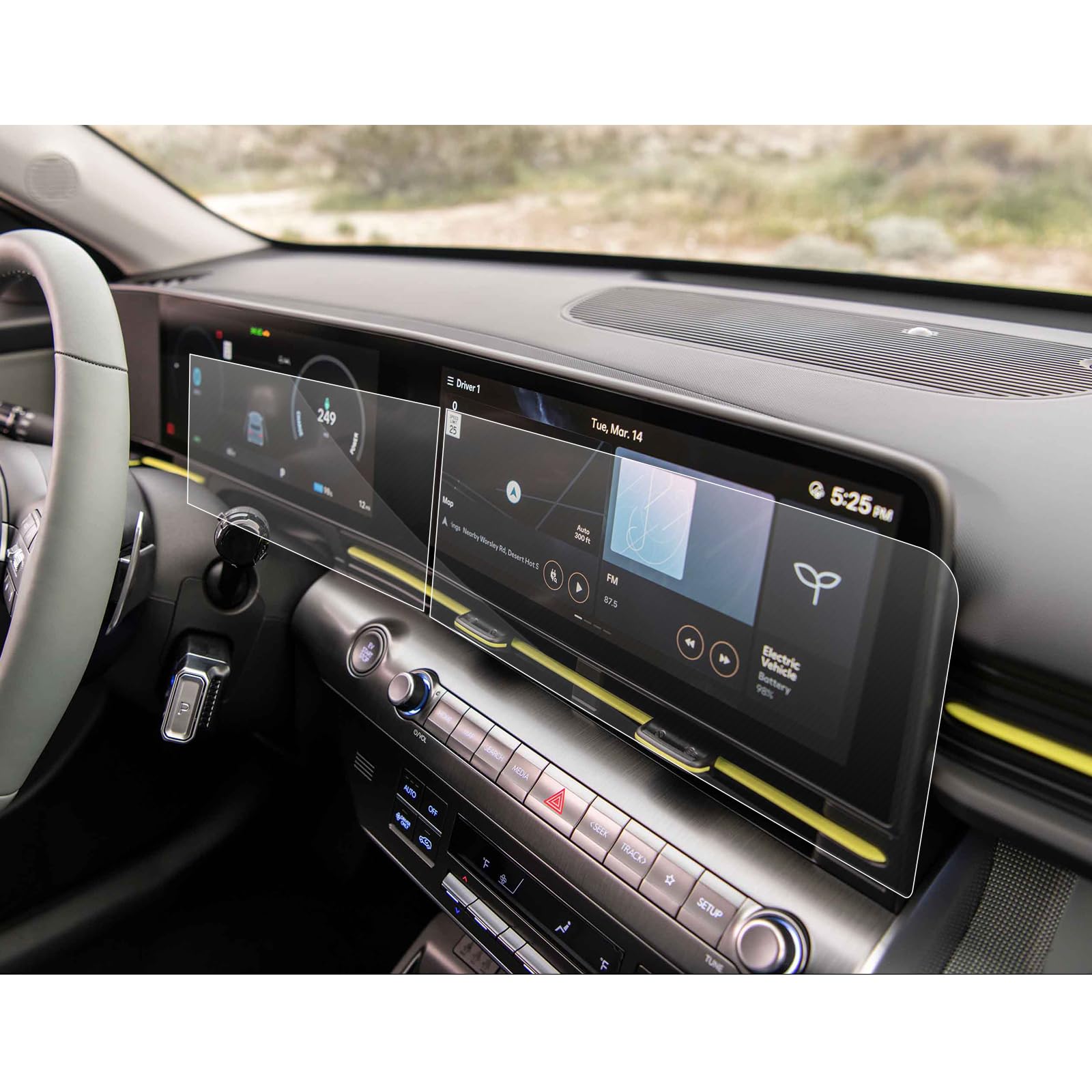 Sxcy For 2024 2025 Hyundai Kona Accessories(Se Sel Limited N Line) 2024 2025 Kona Instrument+Gps Navigation Touch Screen Protector[2+2 Pcs Apart Nano Protectors]