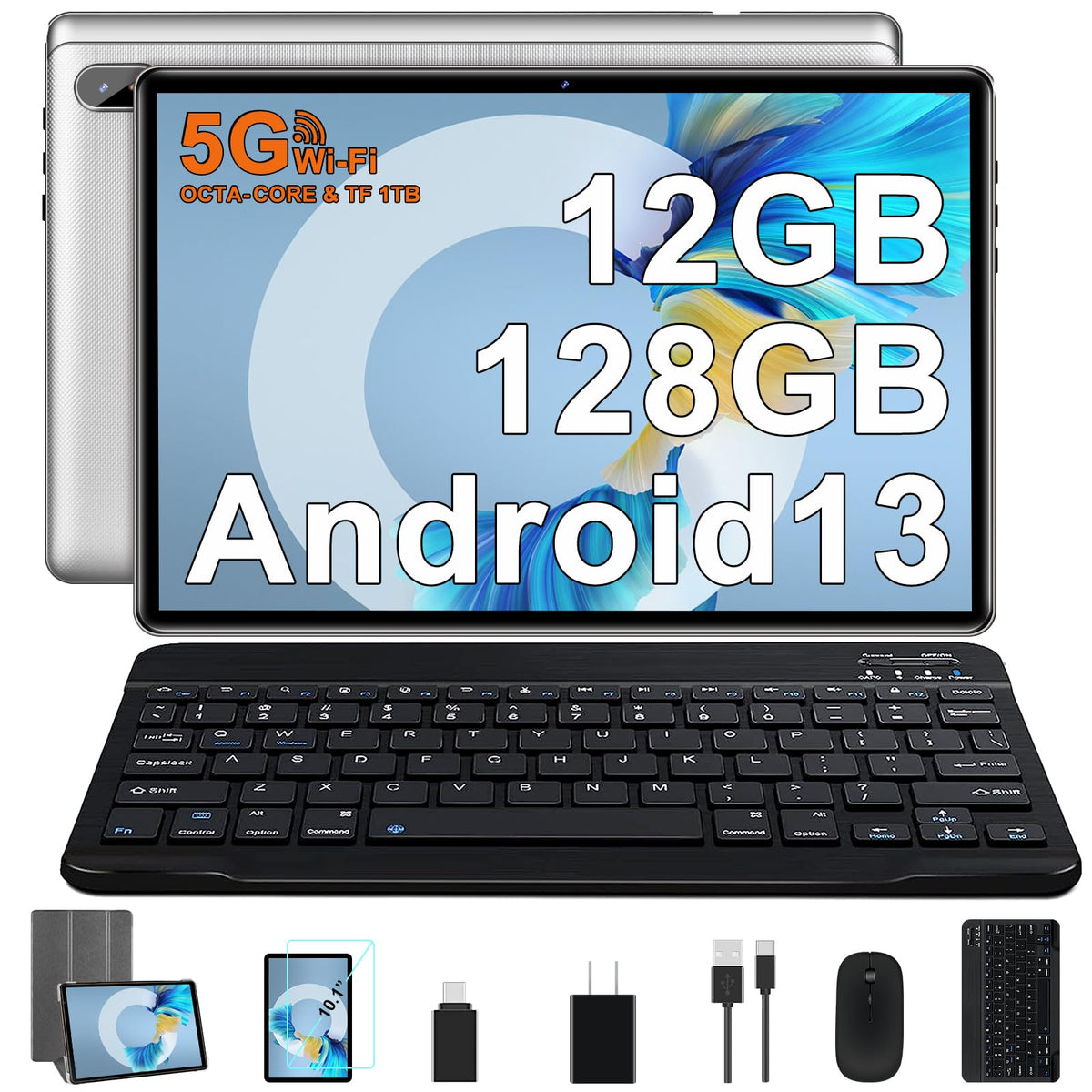 Tablet 10 Inch Android 13 Tablet Octa Core 2.0 Ghz With 12Gb Ram 128Gb Rom, 5G Wifi, 6000Mah, Hd Ips Touchscreen, Bluetooth 5.0,
