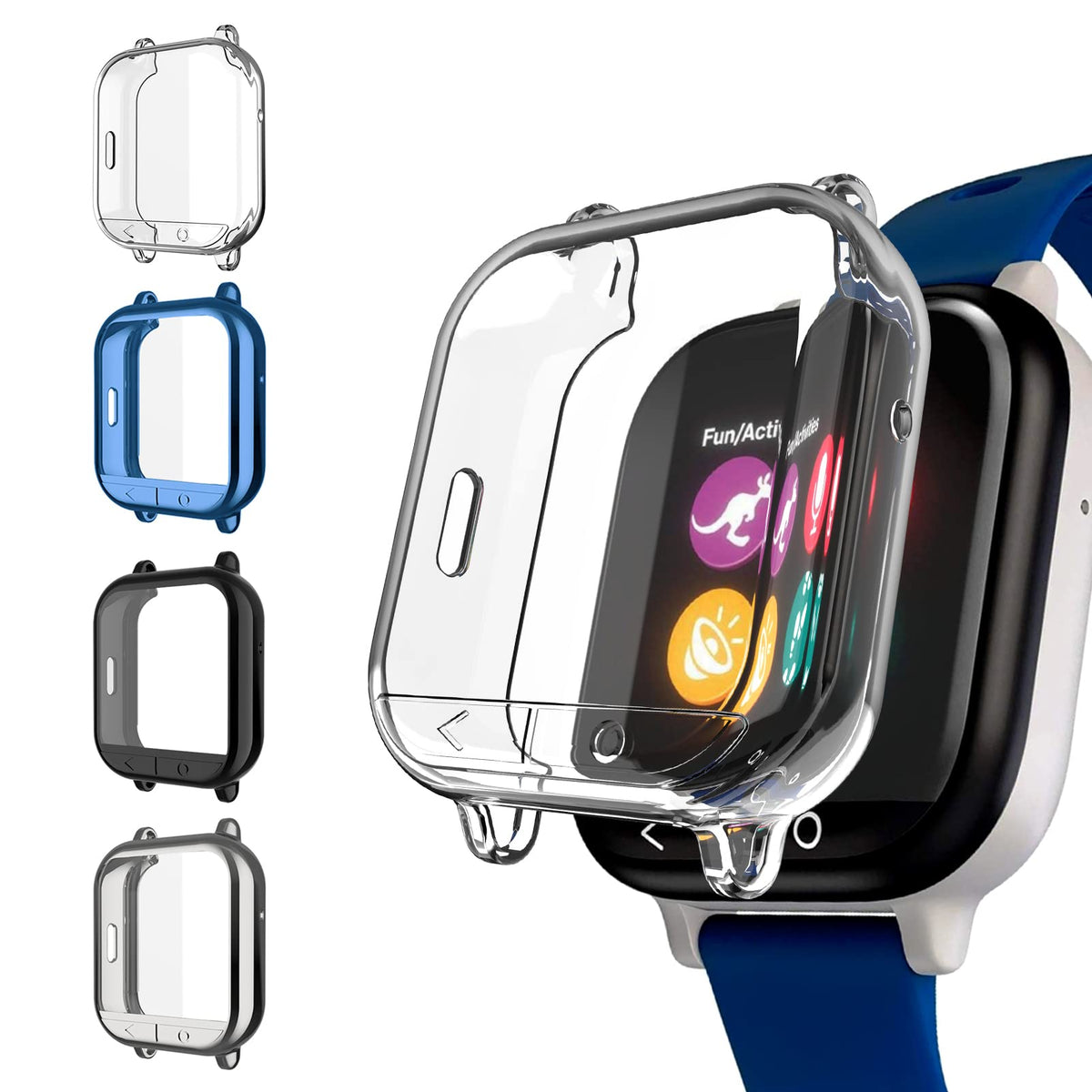 4 Pack Case Compatible For Gizmo Watch Screen Protector For Kids, Geordgy Overall Protective Case Ultra-Thin Cover Bumper Shell 