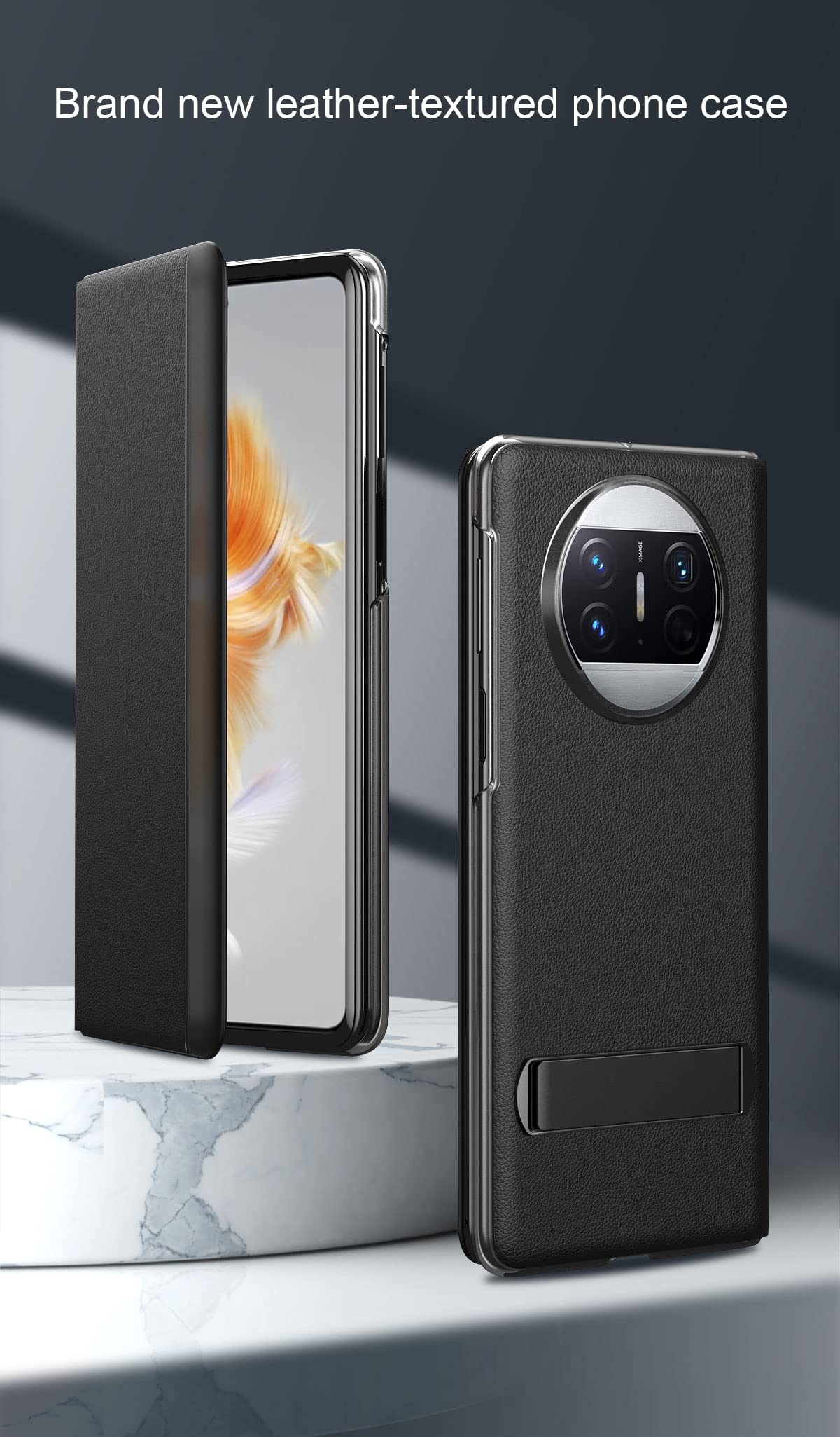 Coque Case For Huawei Mate X3 Mobile Phone Holster With Bracket Function,All Inclusive Protection Smart Window Flip Phone Cover