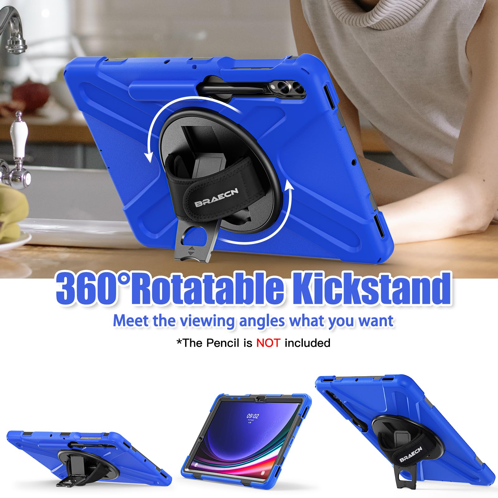 Braecnstock Case For Samsung Galaxy Tab S9 Fe+ Plus/ S9+ Plus/ S8+ Plus/ S7 Fe/ S7+ Plus 5G 12.4 Inch Shockproof Protective Tab