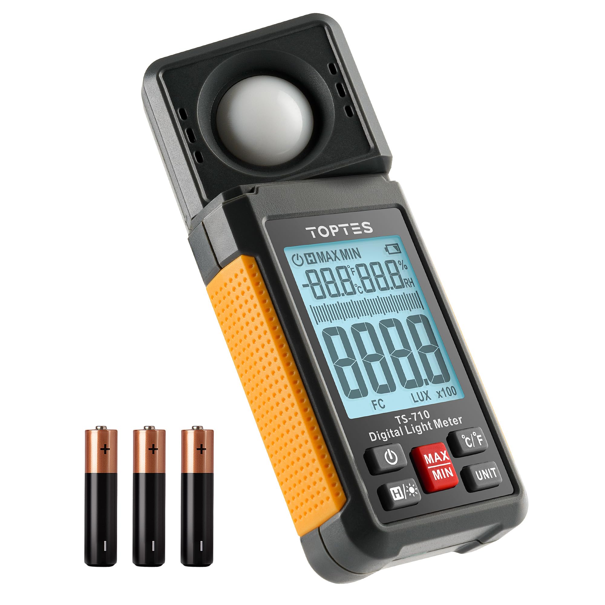 Toptes Ts 710 Light Meter, Lux/Foot Candles Meter With 180 Rotating Sensor, 0.1~200,000 Lux Range, Large Backlit Display, Light