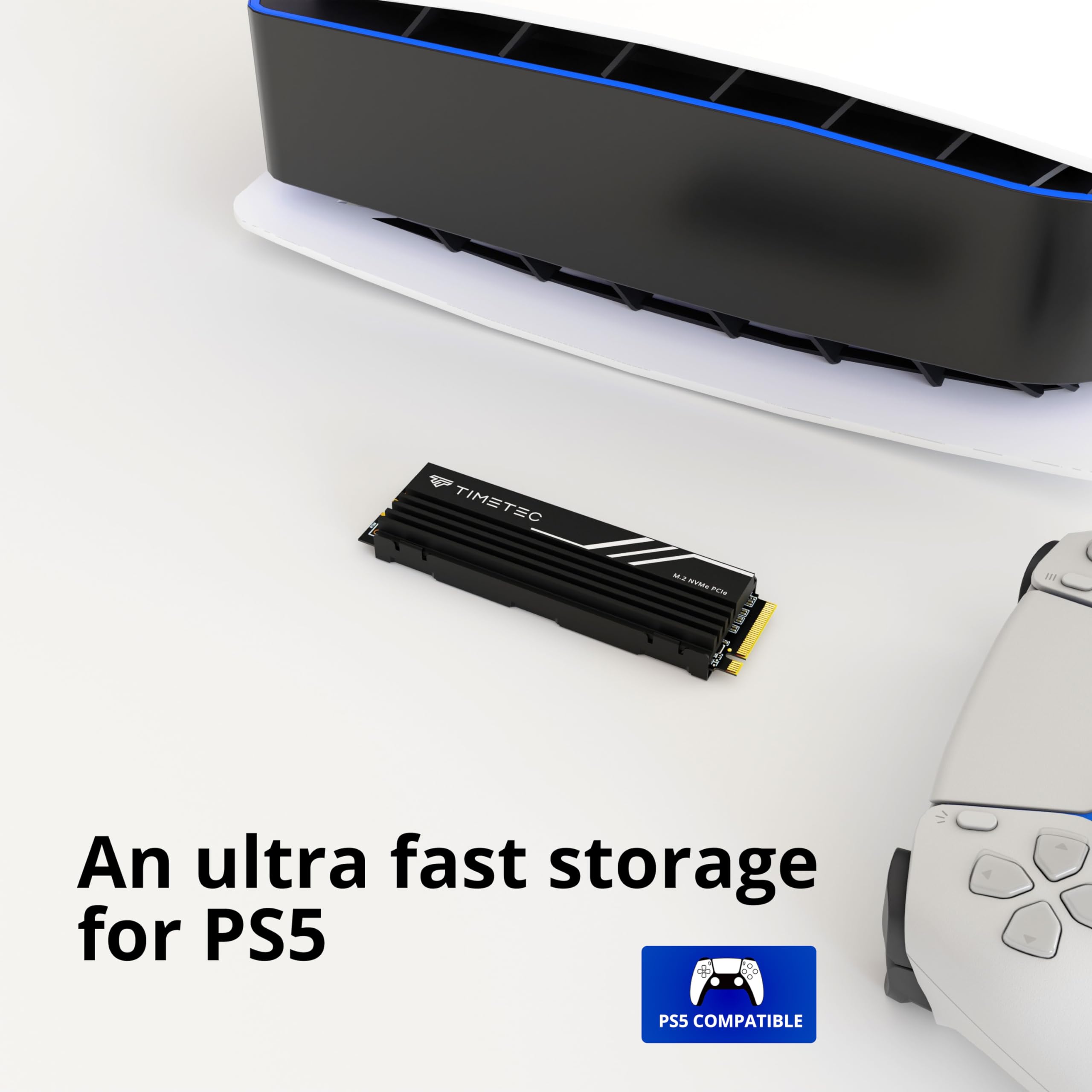 Timetec 2Tb Pcie 4.0 Heatsink Gaming Ssd Nvme Phison E27T Pcie Gen4X4 M.2 2280 3D Nand Tlc Slc Cache Read/Write Speed Up To 7,400/6,400 Mb/S Internal Solid State Drive For Ps5, Pc Desktop, Ps5 Pro