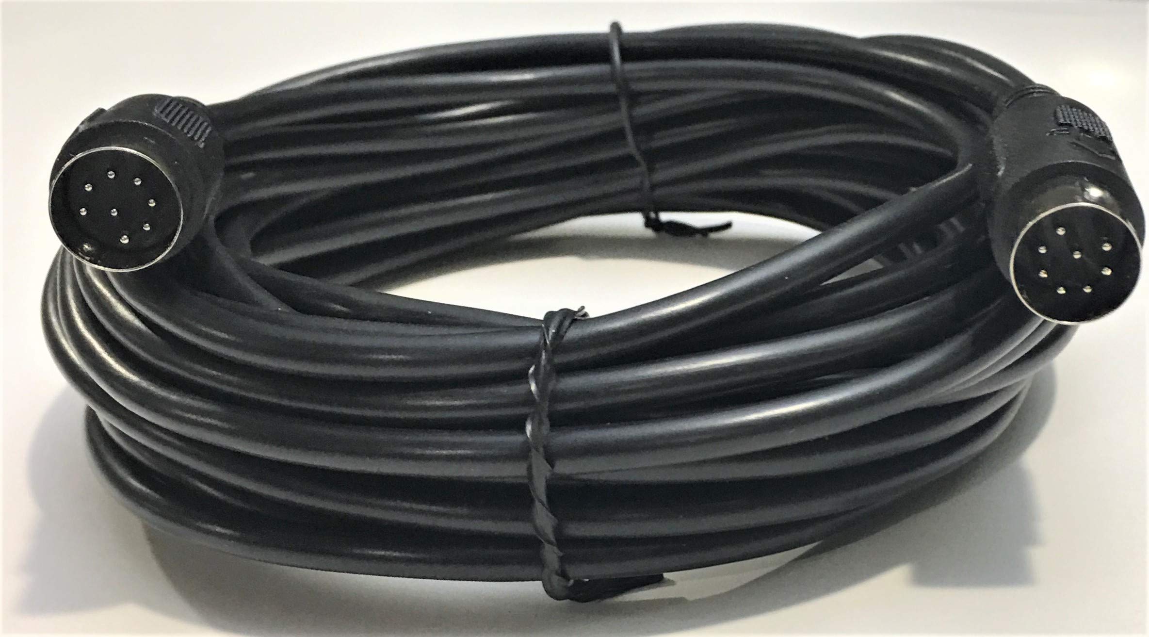 Din 8 Pin Large Size Din 12 Ft Black Cable Midi Size Male Male