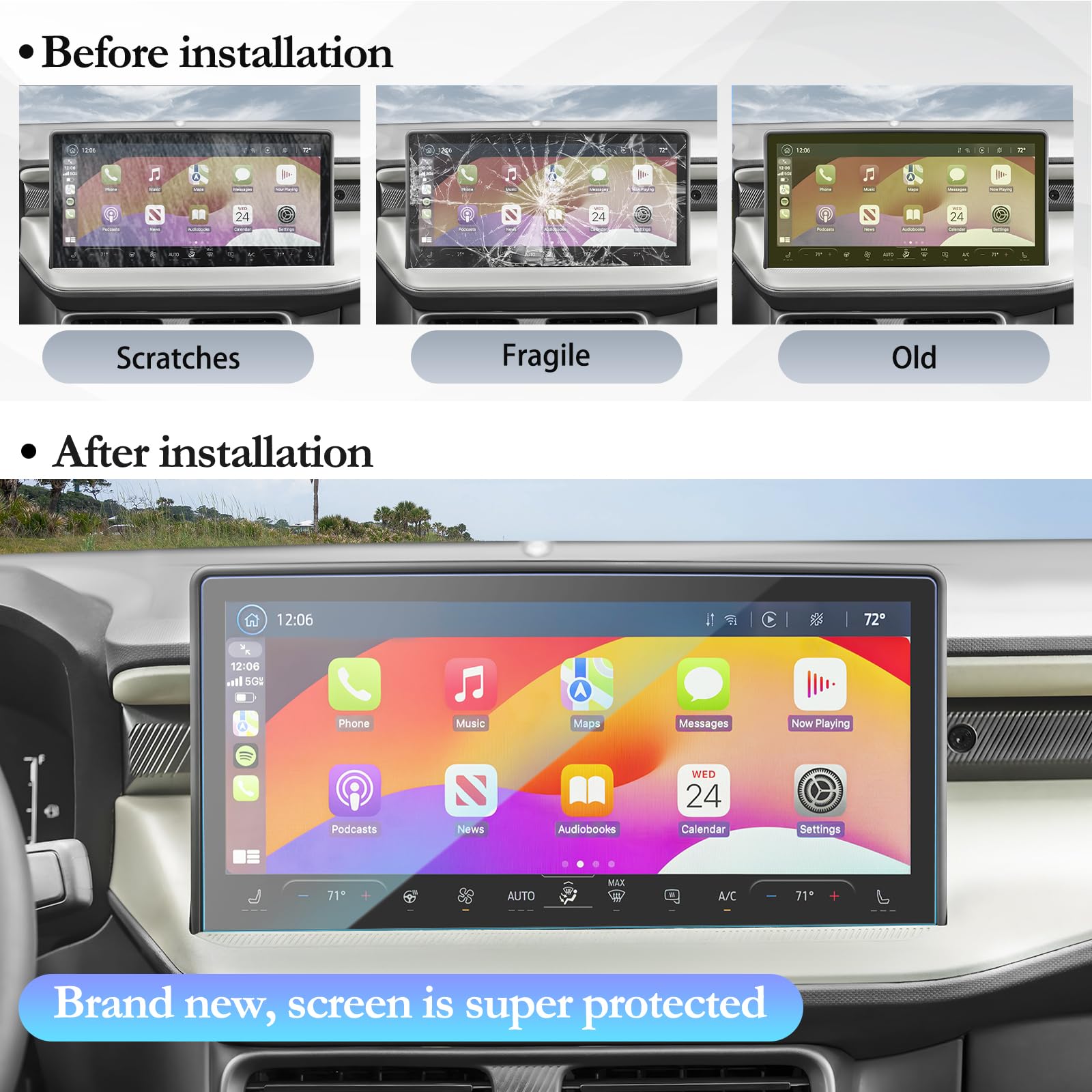 Sktu For 2025 Ford Maverick Screen Protector For 2025+ Ford Maverick (Xl/Xlt/Lariat/Tremor) 13.2 Inch Sync4 Infotainment Touchsc