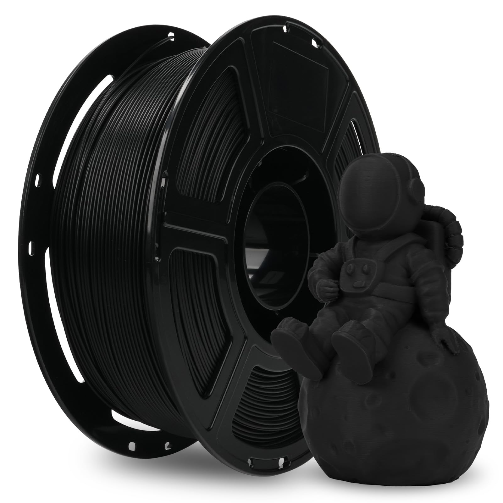 FLASHFORGE PLA Filament 1.75mm +/- 0.02mm, Matte Black 3D Printer Filament 1kg (2.2lbs) Spool, Excellent Printing Performance, E