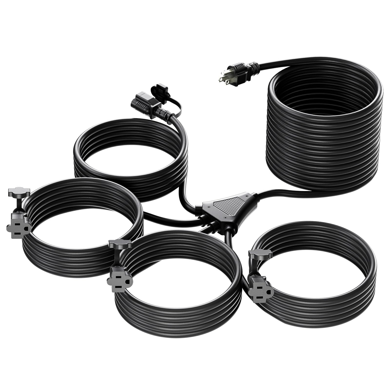K Kasonic   1 To 4 Splitter Extension Cord With 31Ft Combined Length, Etl Listed Heavy Duty Outdoor Electrical Cord With Protect
