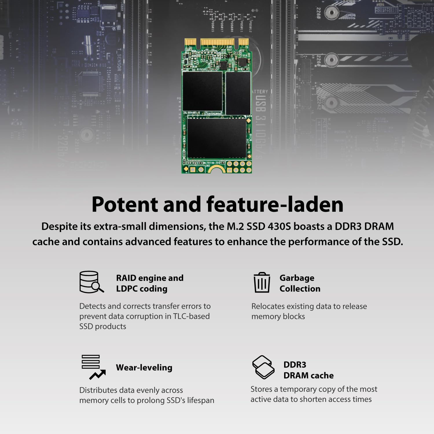 Transcend Ts256Gmts430S 256Gb M.2 2242 Sataiii B+M Key Mts430S Solid State Drive