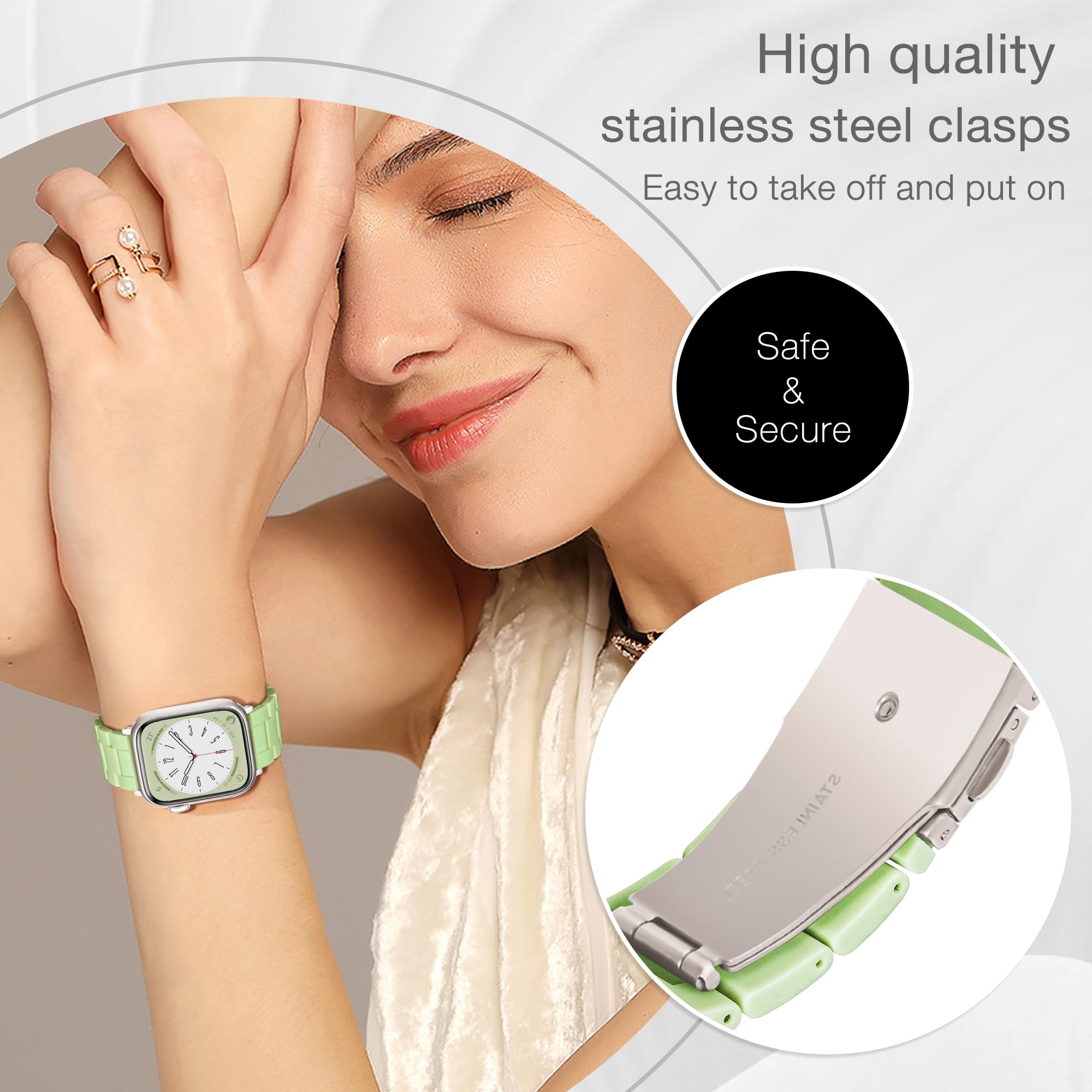 Light Apple Watch Band Fashion Resin Apple Watch Series 10 Series 9 Band, Iwacth Bands,Apple Watch Bands For Women Men,Compatibl