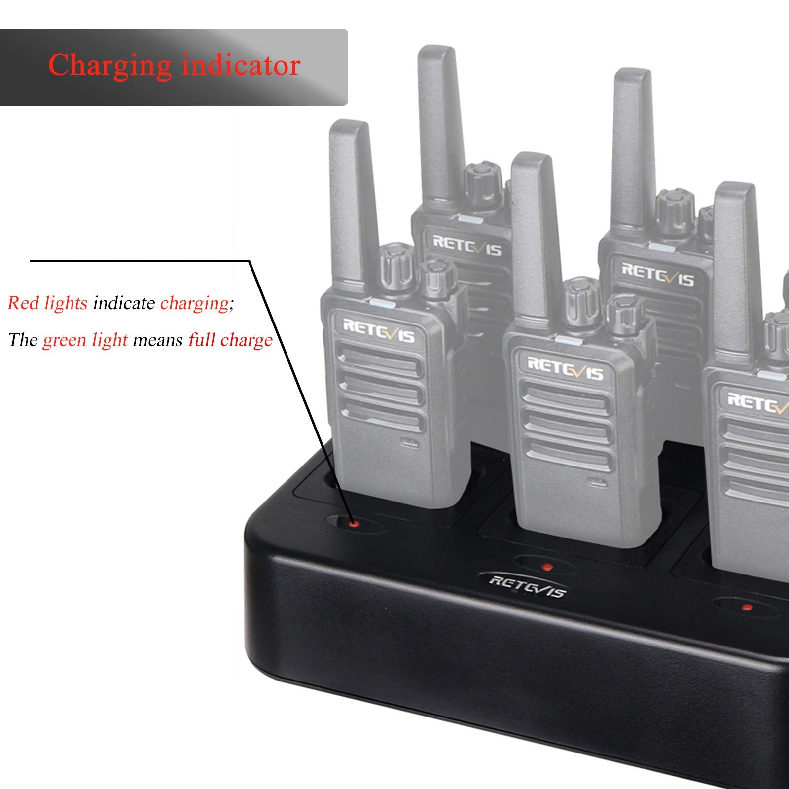 Retevis Rt68 Nr10 Six Way Charger, Multi Unit Rapid Charger For Retevis Rt68 Rt68H Nr10 Walkie Talkie And Battery (1 Pack)