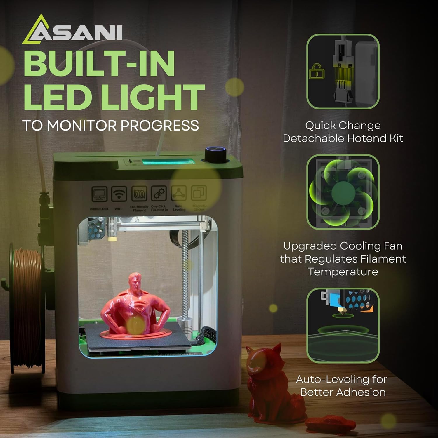 Fully Assembled Mini 3D Printer For Kids And Beginners - Complete Starter Kit With Auto Leveling 3D Printing Machine, 10M Pla Fi