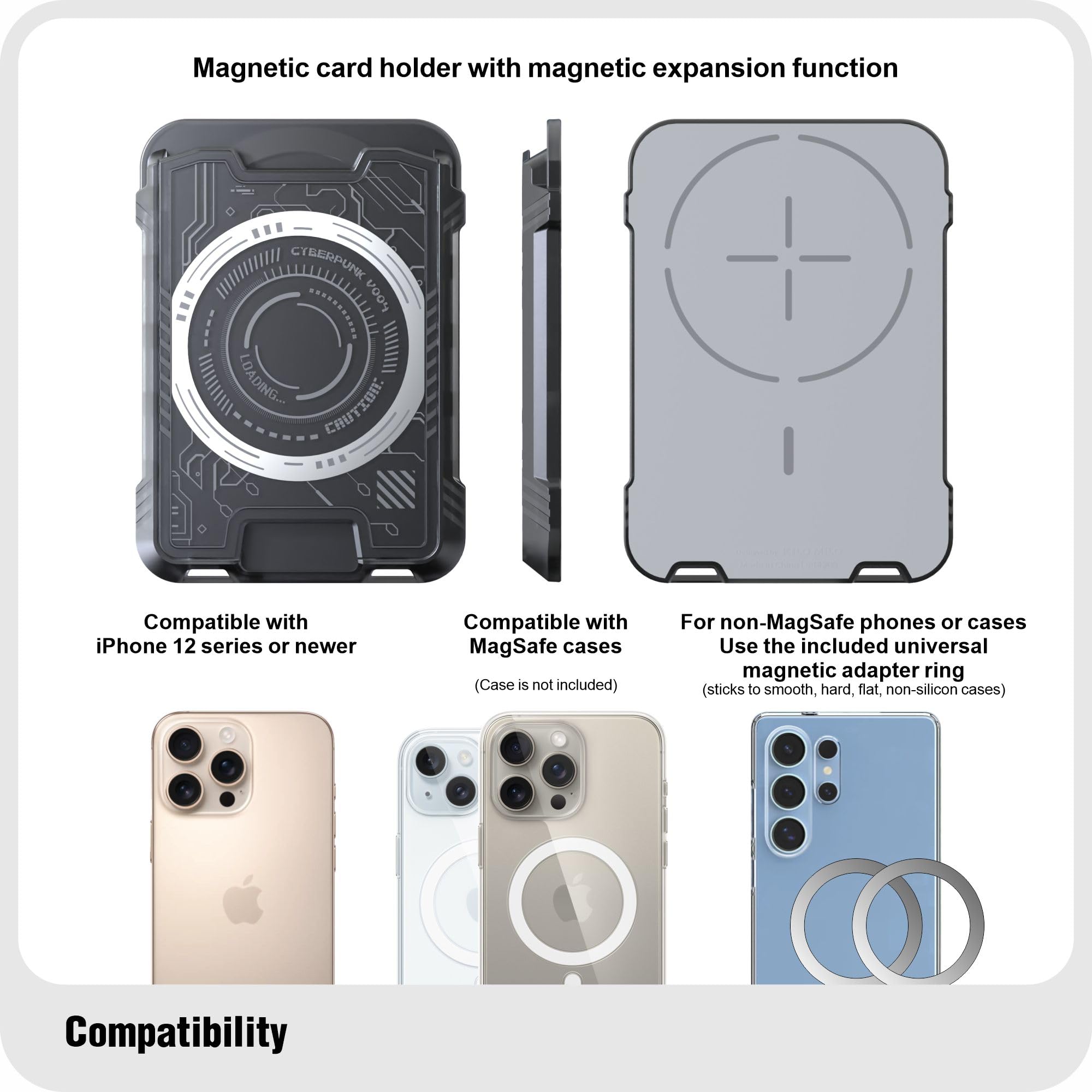Wenew For Magsafe Wallet With Stackable Design, 3-Card Holder Magnetic Wallet For Iphone, Heavy Duty Hard Shell, 3,200 G Magneti