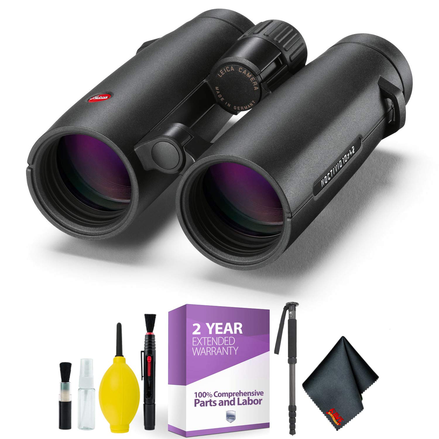 Leica 10X42 Noctivid Binocular (Black)  Cleaning Kit Essential Accessories Bundle
