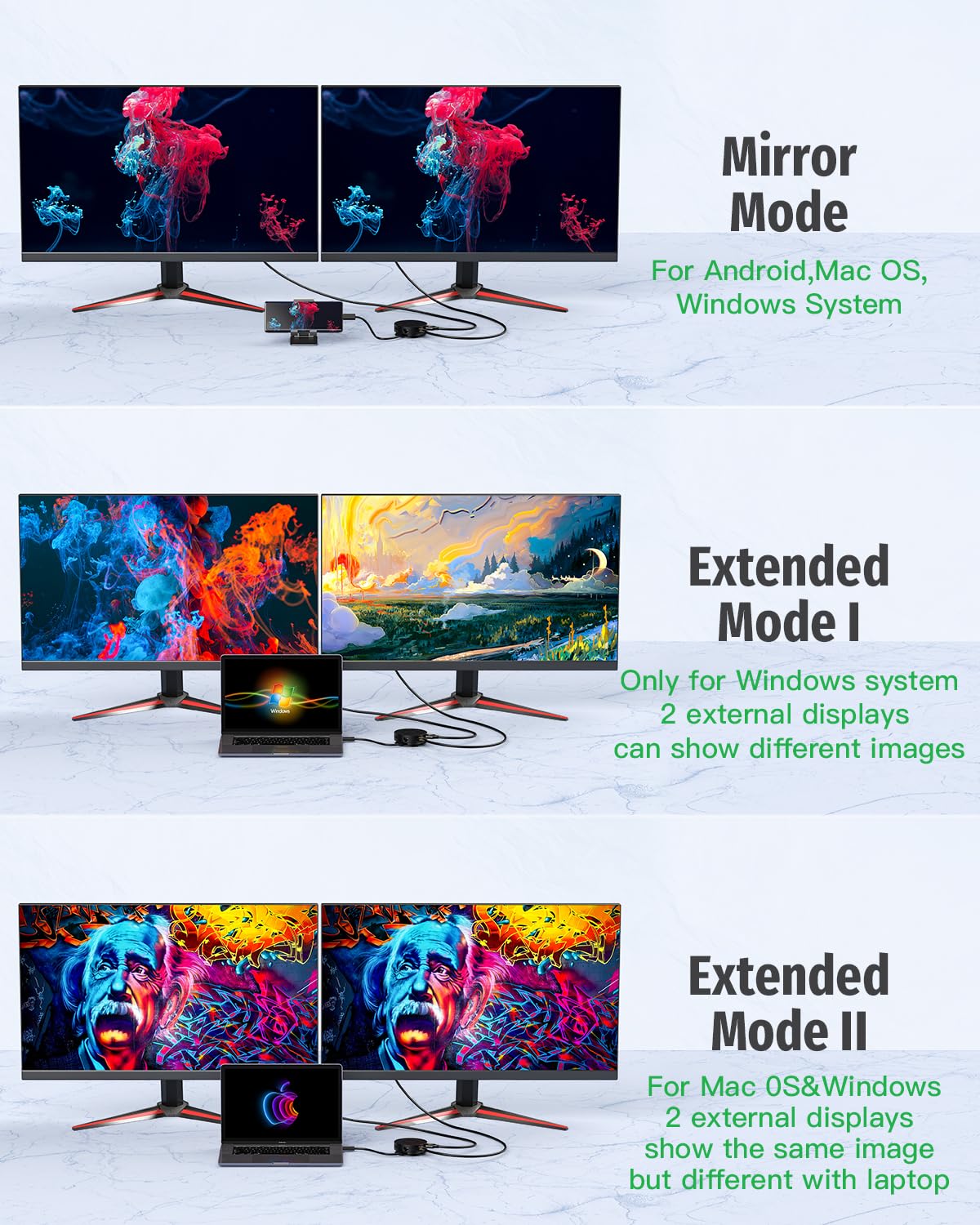 7 Ports Usb C Multiport Adapter, Usb C Laptop Docking Station With 2 4K Hdmi, 100W Pd, Micro Sd Card Reader, 2*Usb 3.0, Gigabit