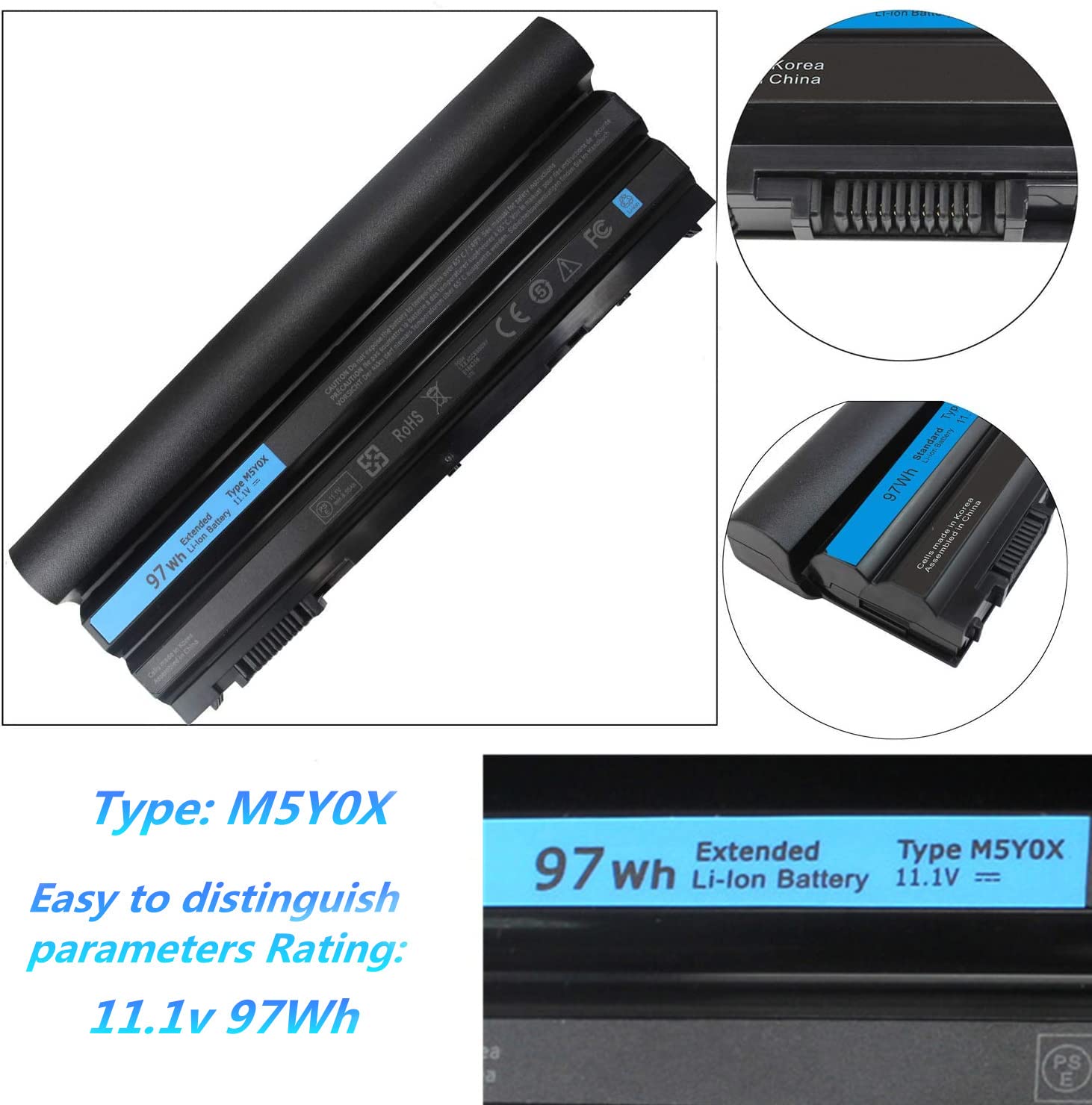 E6430 T54Fj M5Y0X Battery For Dell Latitude E6520 E6530 E5420 E5430 E5520 E5530; Inspiron 14R 5420 15R 5520 7520 17R 5720; 8858X