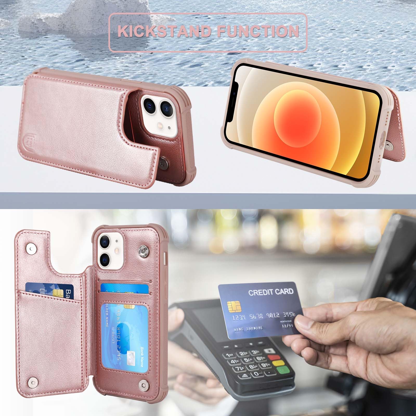 Vanavagy Wallet Case For Iphone 12/Iphone 12 Pro For Women And Men, Rfid Block Leather Flip Folio Phone Cover Fits Magnetic Car