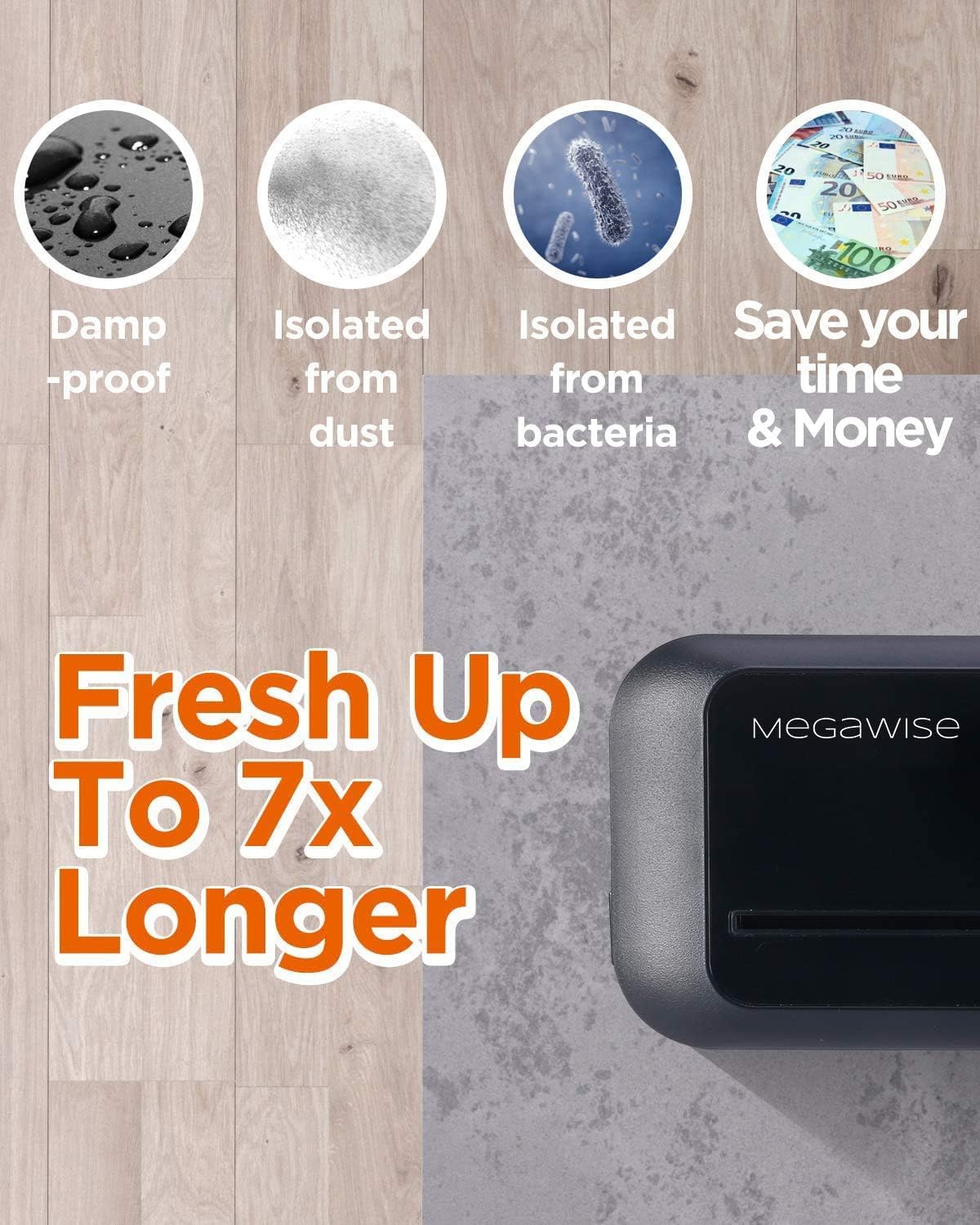 Megawise Vacuum Sealer Machine, Portable Strong Suction Power Food Sealer, Bags And Cutter Included With External Vacuum Functio