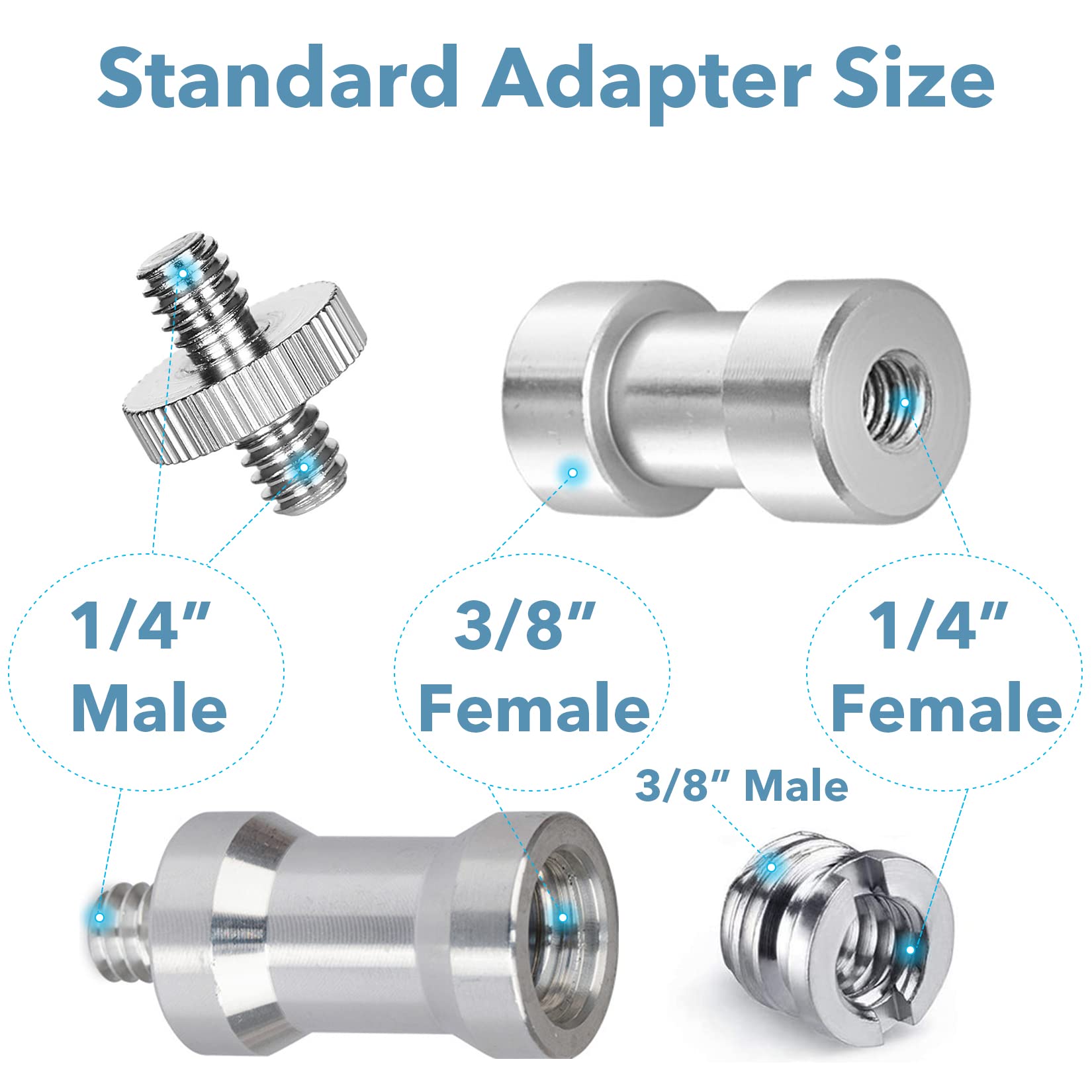 Homeet 16Pcs Camera Screws Mount Set 1/4 Inch And 3/8 Inch Threaded Converter Screws Adapter Flash Shoe Mount For Dslr Camera/Tr