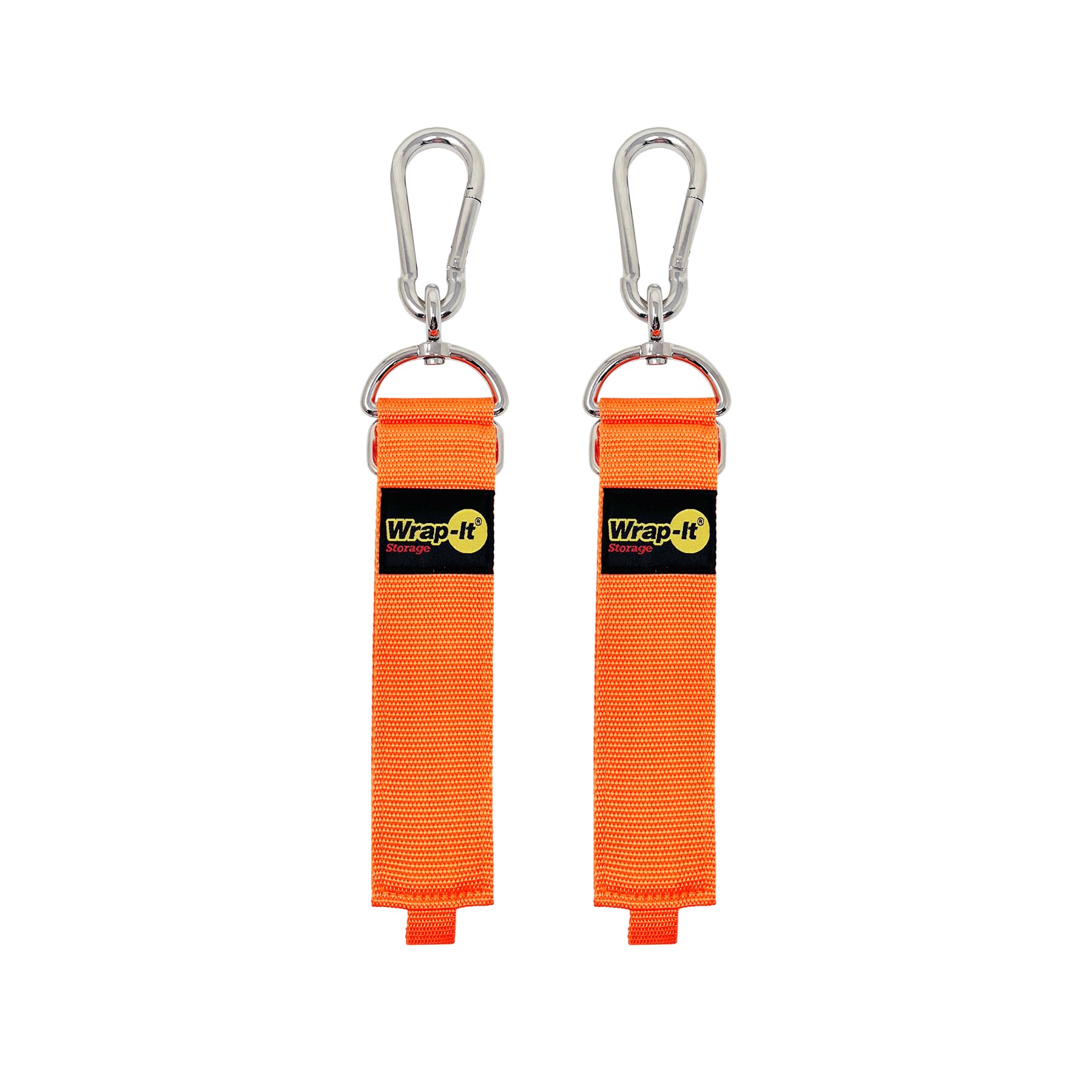 Hook 'N Hang Wrap It Storage Straps   24'' (2 Pack) Blaze Orange   Carabiner Straps To Use As Extension Cord Holder Heavy Duty S