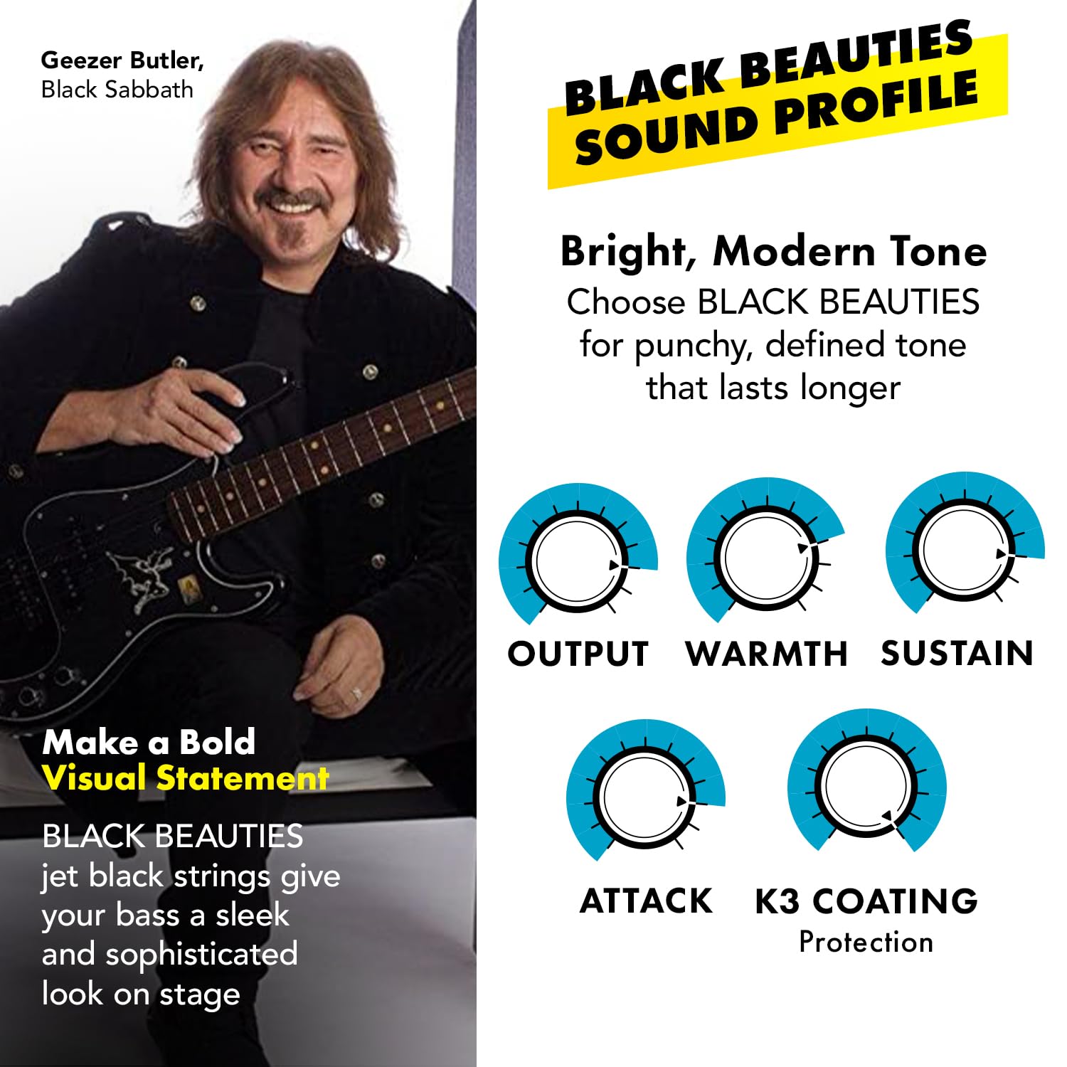 Dr Strings - Black Beauties - Bass Guitar Strings 4-String Set - Light 40-100 - Black Bass Guitar Sting (Bkb-40)