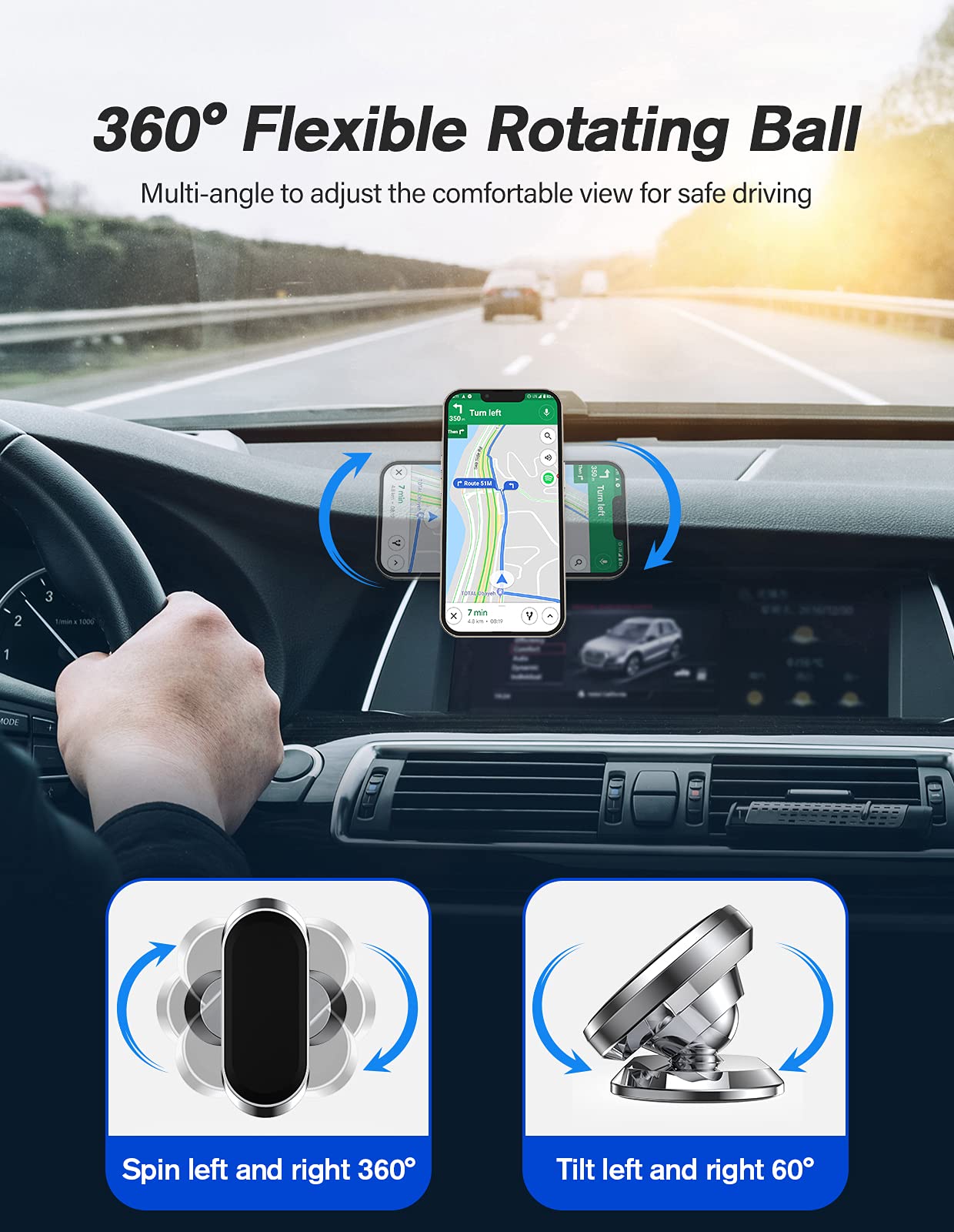 Odbowuge 2 Pack Magnetic Phone Holder For Car, Upgrade Magnet - 360 Rotation And Easy Installation, Compatible With All Smartpho